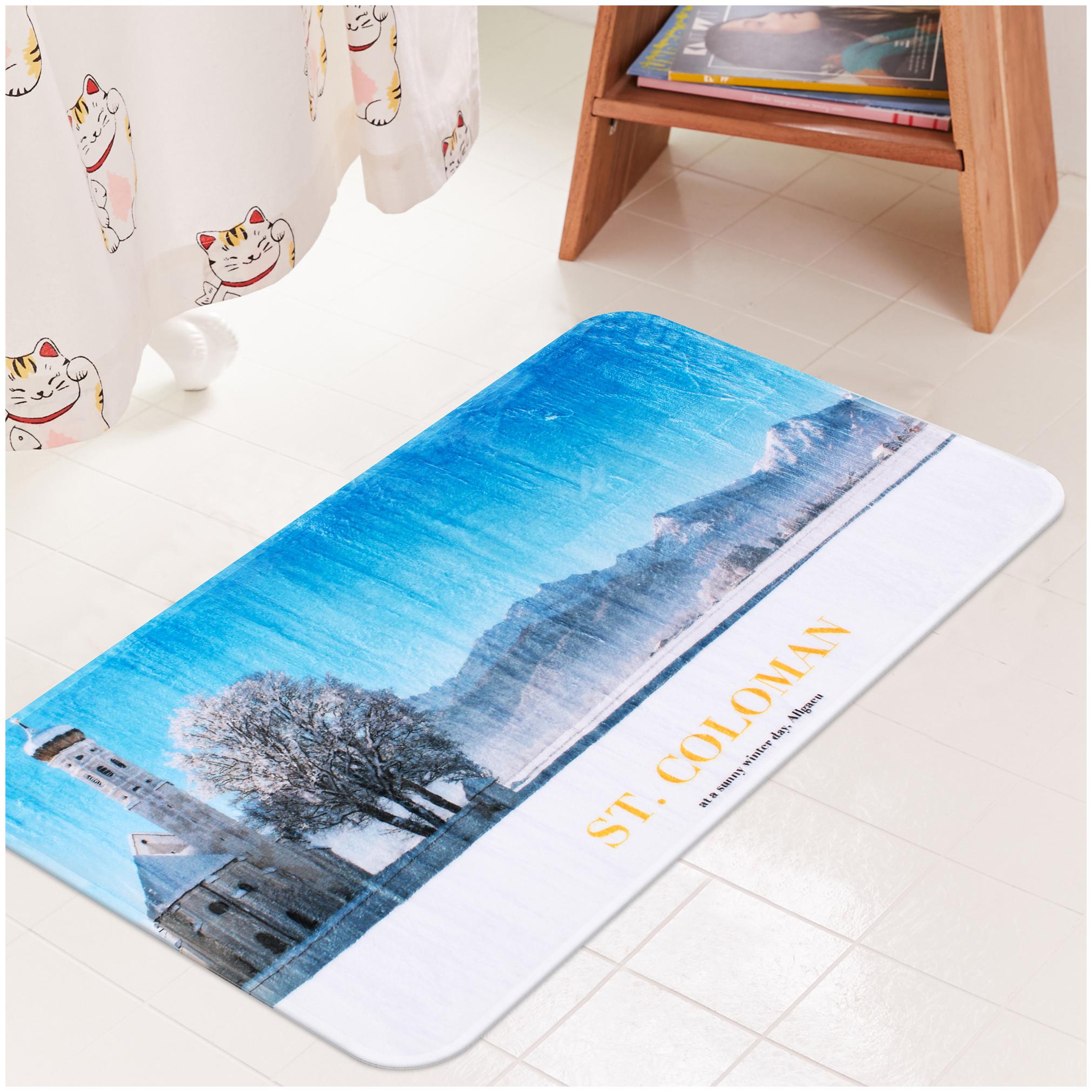 

Story Home Printed Anti-Slip bath Mats Elastic Absorbent Sponge Flannel Washroom Floor Mat Bath Mat