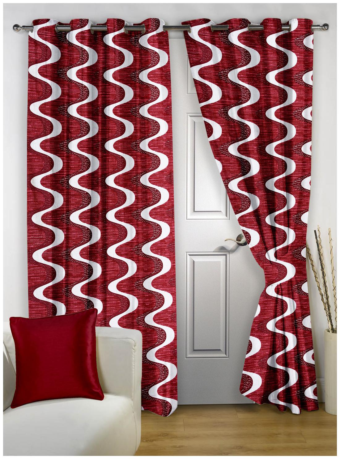 

Story Home Polyester Door Semi Transparent Brown Regular Curtain ( Eyelet Closure Abstract )