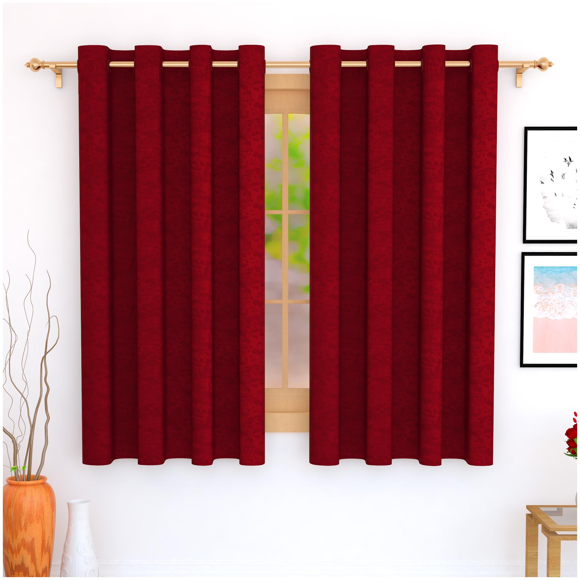 

Story Home Jacquard Window Blackout Maroon Regular Curtain ( Eyelet Closure Solid )