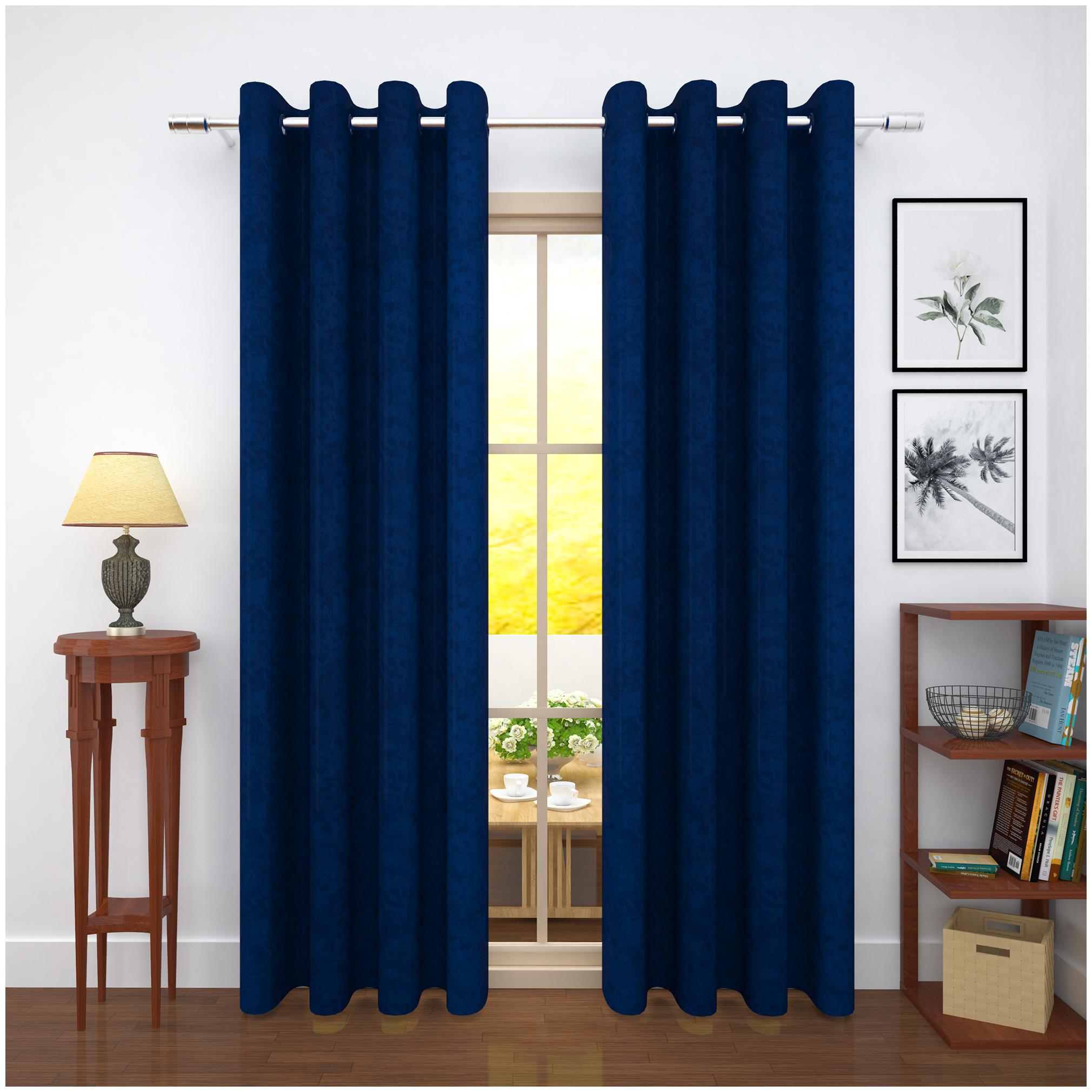 

Story Home Jacquard Door Blackout Blue Regular Curtain ( Eyelet Closure Solid )