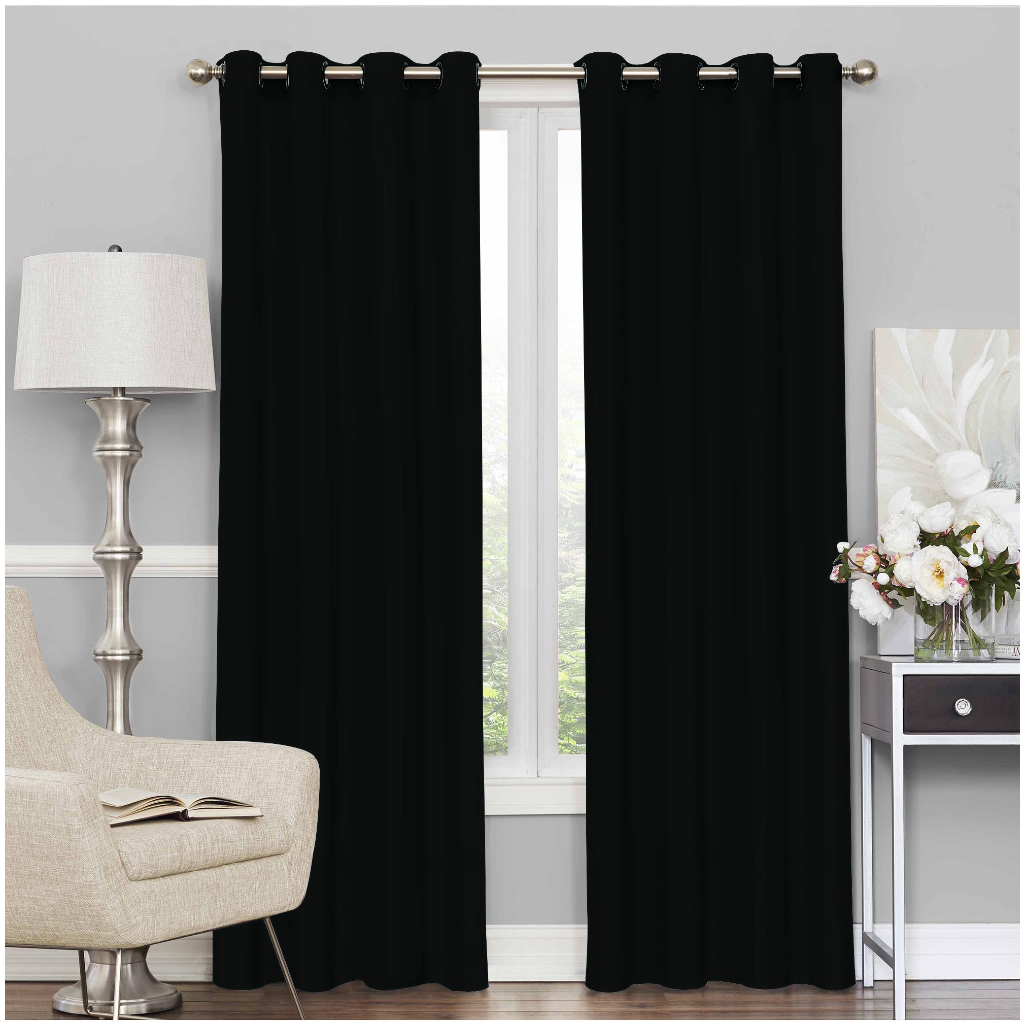 

Story Home 2 Pcs Faux Silk Blackout Gold Door Curtains - 7ft