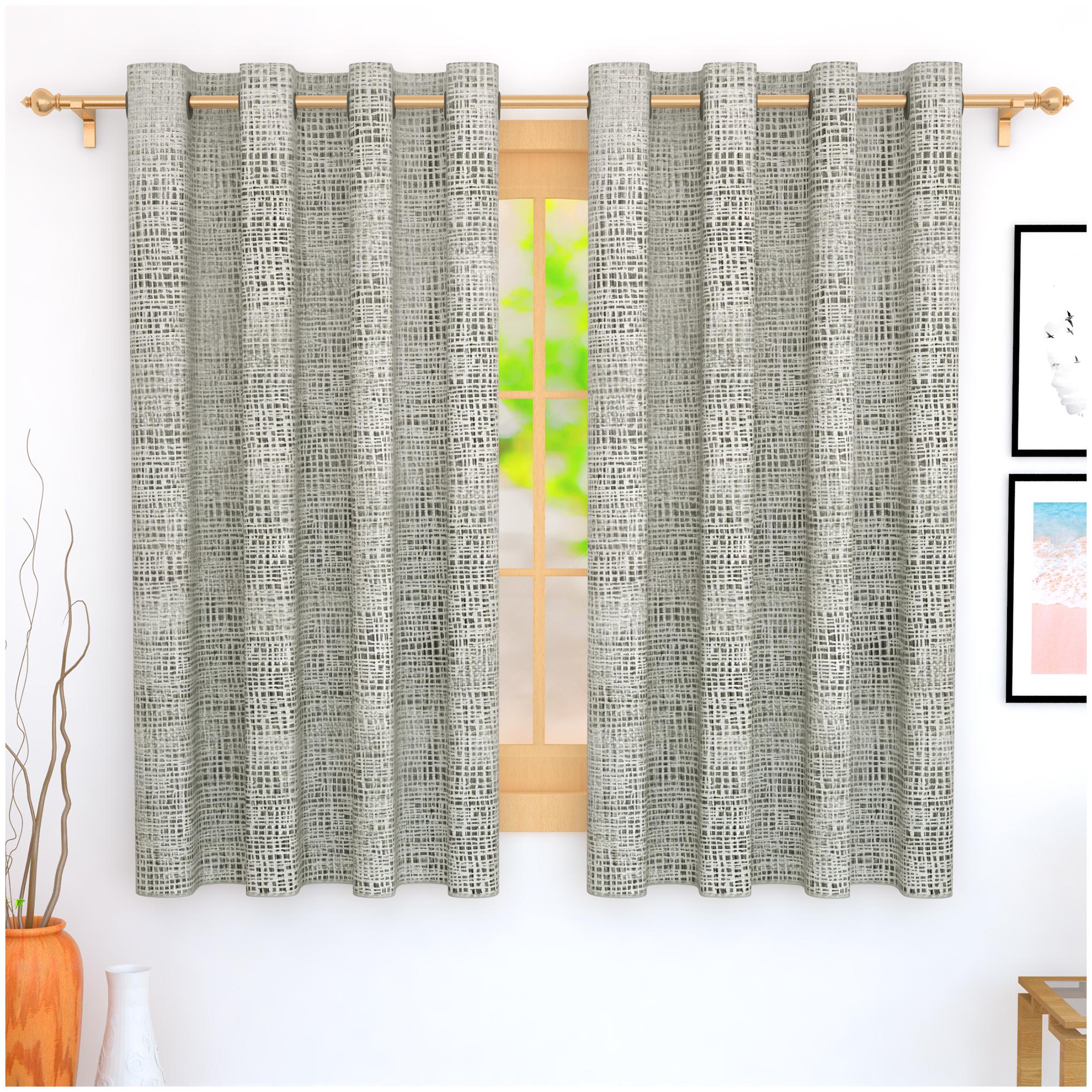 

Story Home Jacquard Window Blackout Grey Regular Curtain ( Eyelet Closure Striped )