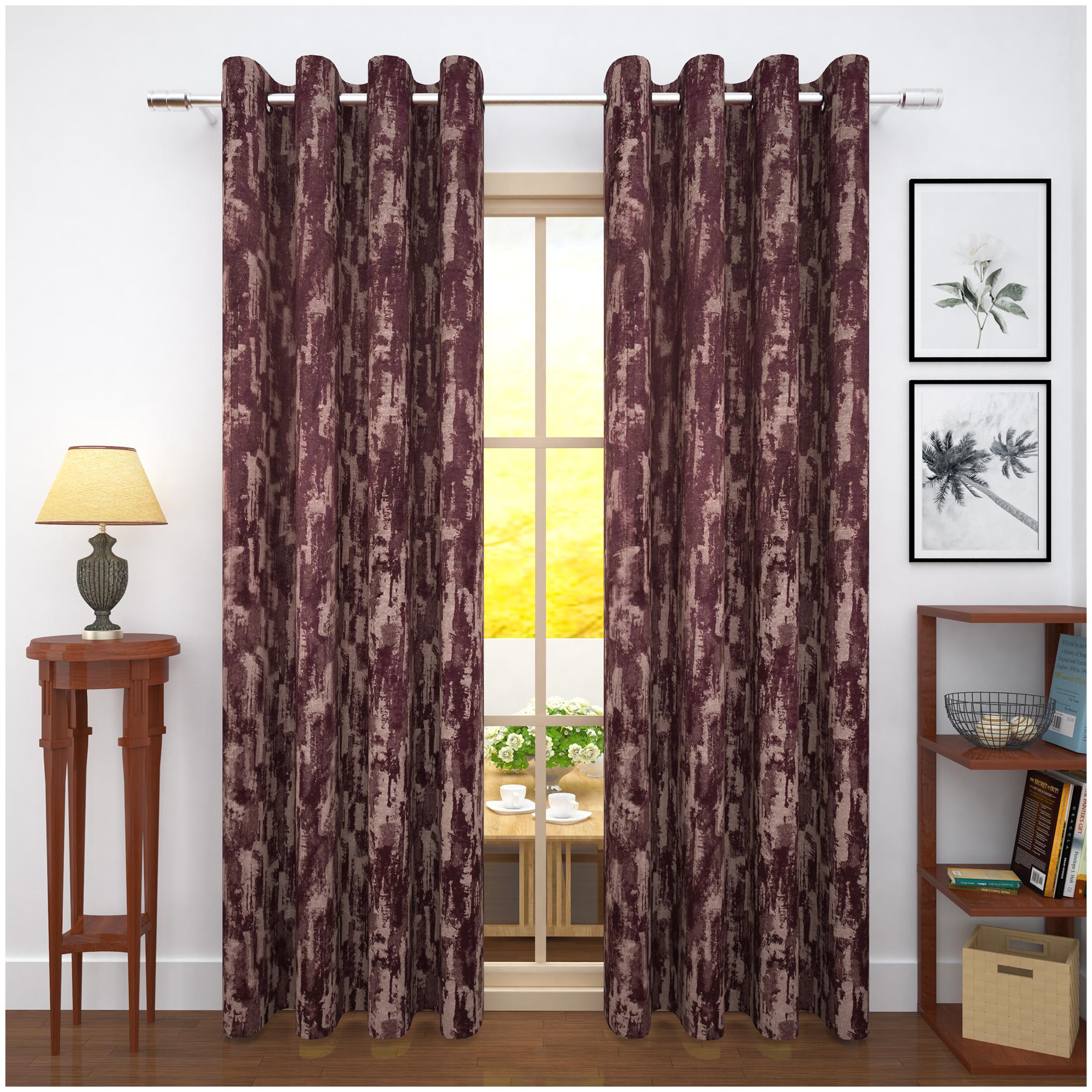 

Story Home Jacquard Door Blackout Violet Regular Curtain ( Eyelet Closure Printed )