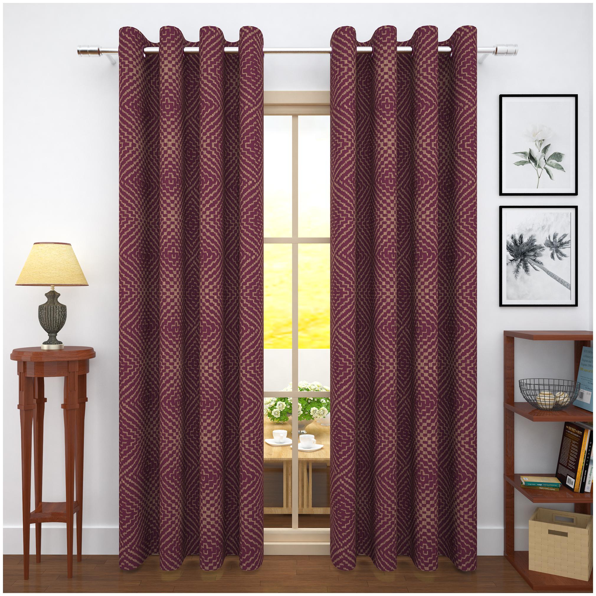 

Story Home Jacquard Door Blackout Violet Regular Curtain ( Eyelet Closure Printed )
