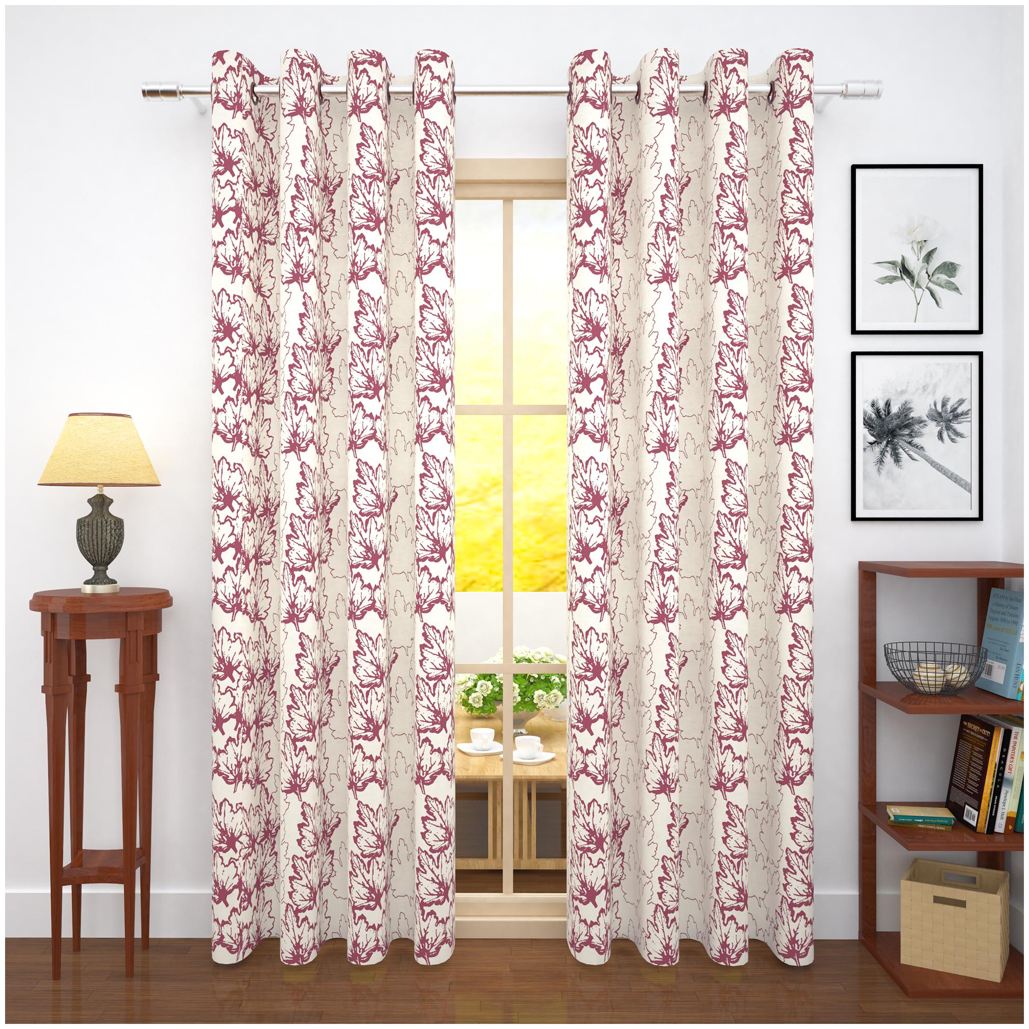 

Story Home Jacquard Door Blackout Pink Regular Curtain ( Eyelet Closure Floral )