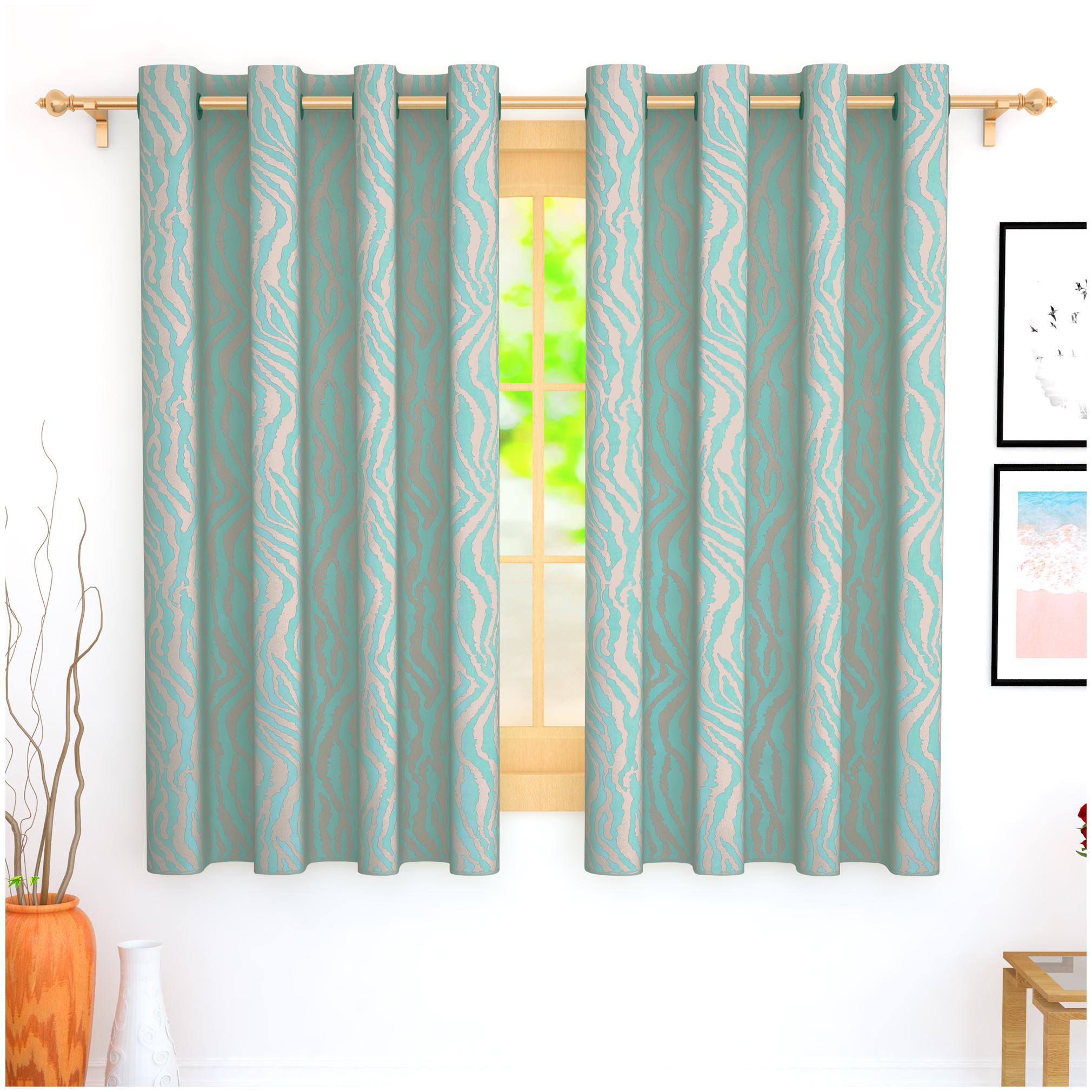 

Story Home Jacquard Window Blackout Blue Regular Curtain ( Eyelet Closure Printed )