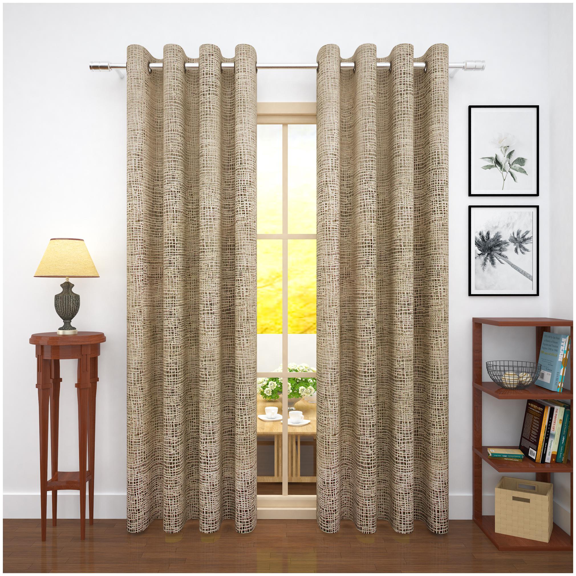 

Story Home Jacquard Door Blackout Beige Regular Curtain ( Eyelet Closure Striped )