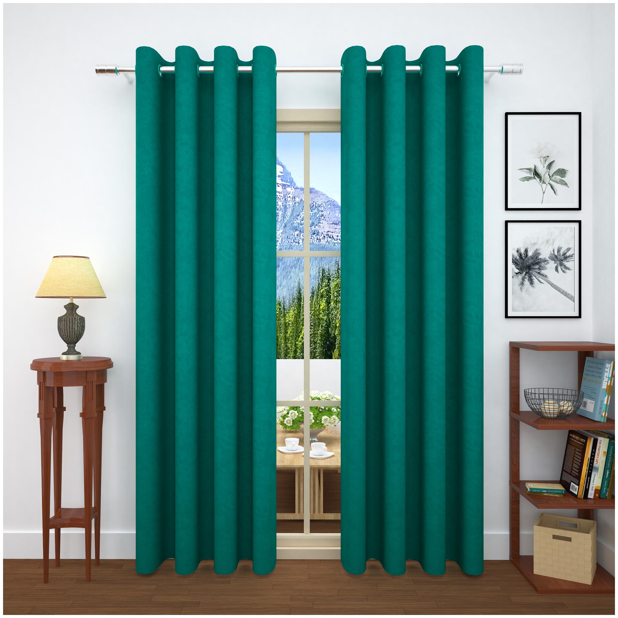 

Story Home Jacquard Door Blackout Turquoise Regular Curtain ( Eyelet Closure Solid )