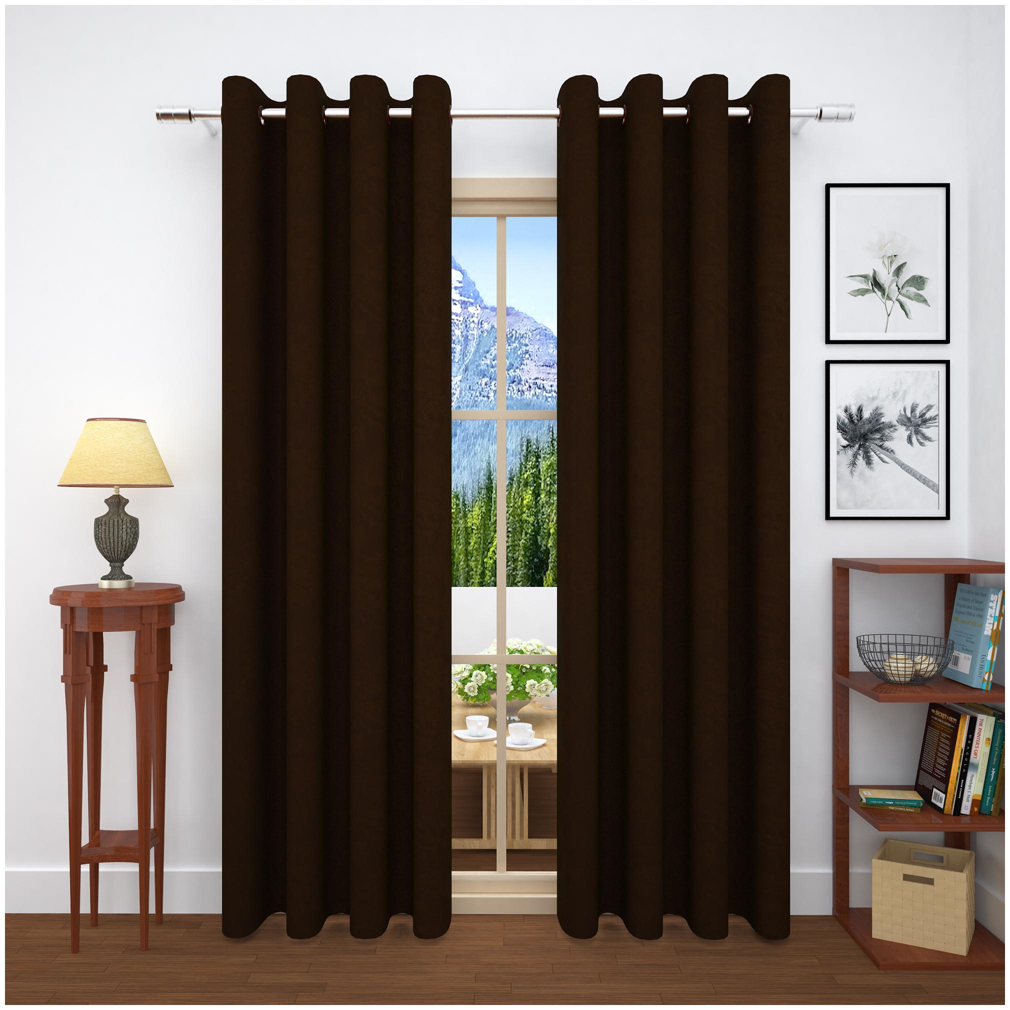 

Story Home Jacquard Door Blackout Brown Regular Curtain ( Eyelet Closure Solid )