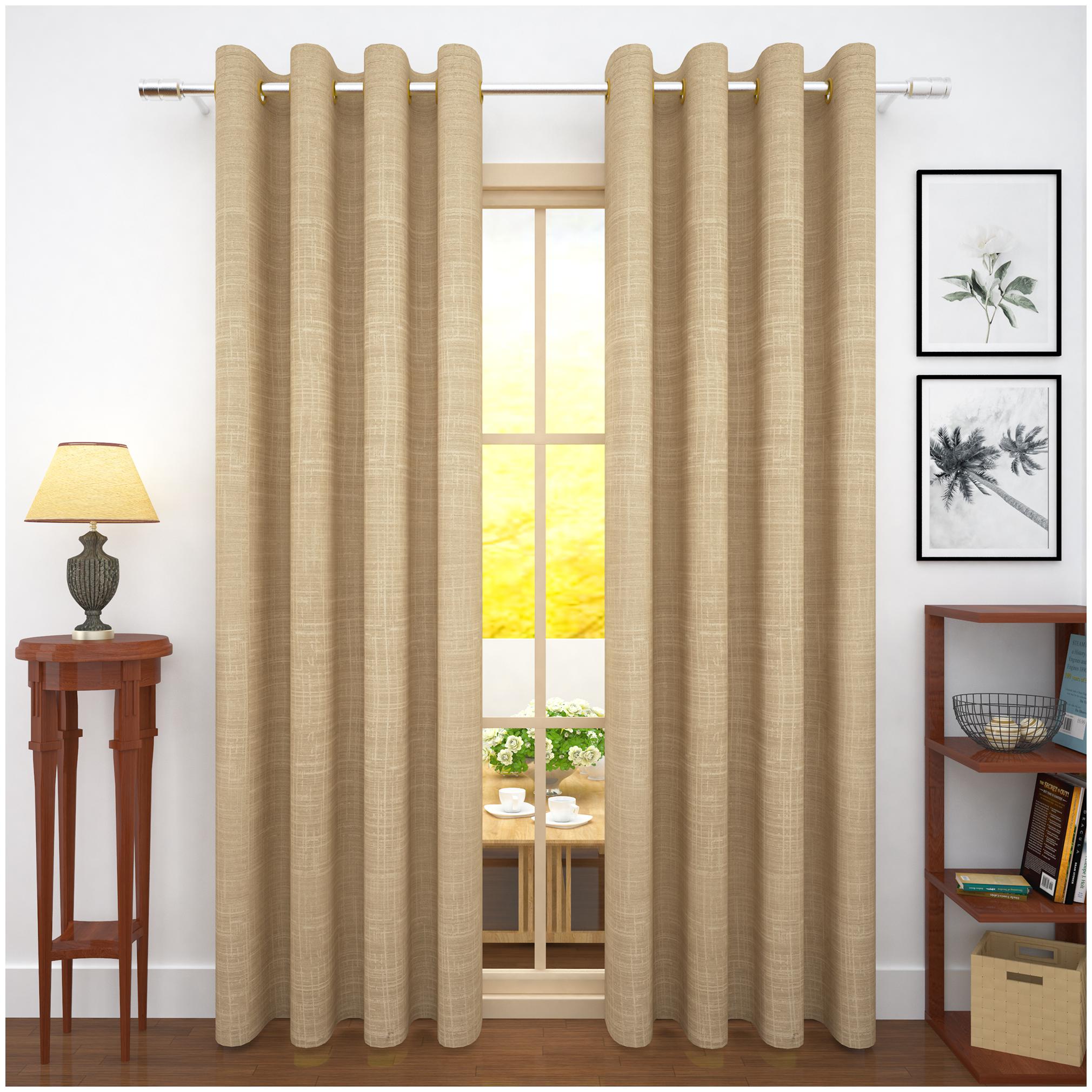 

Story Home Jacquard Door Blackout Beige Regular Curtain ( Eyelet Closure Solid )