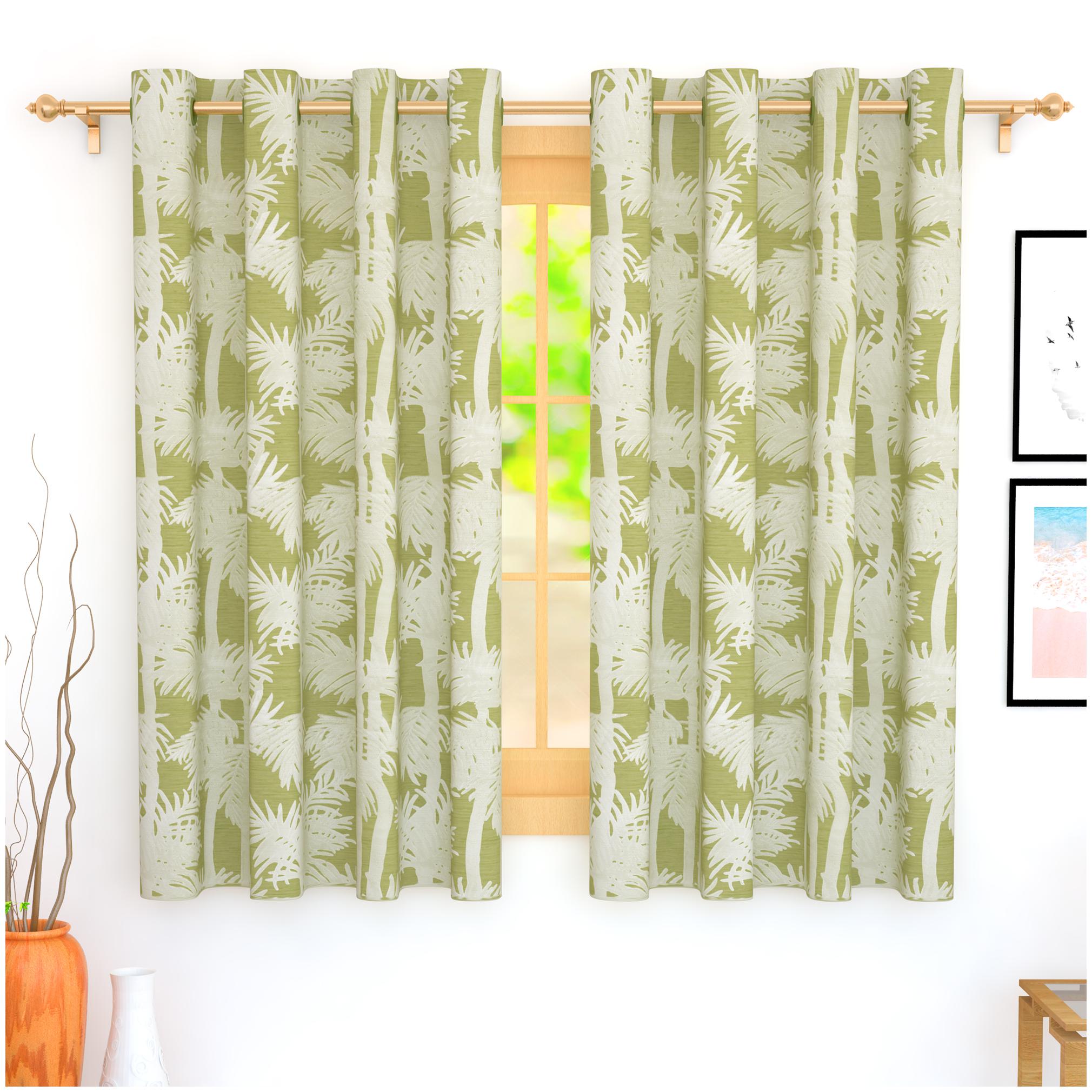

Story Home Jacquard Window Blackout Green Regular Curtain ( Eyelet Closure Floral )