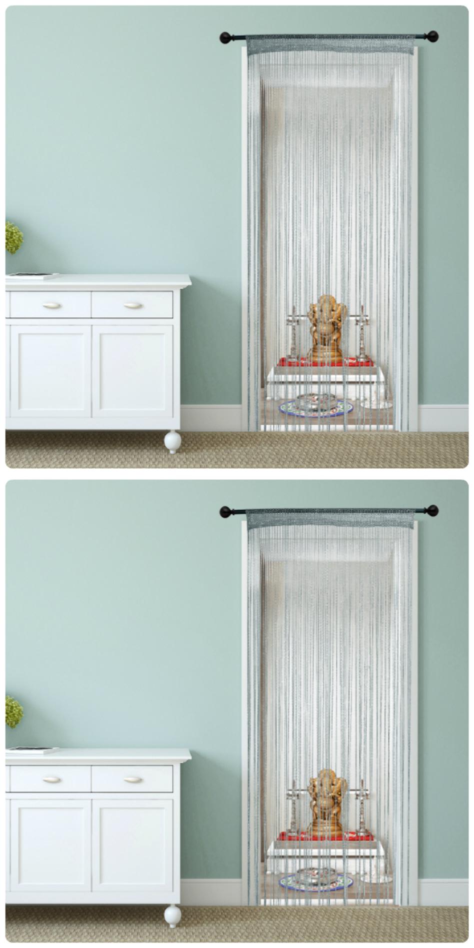 

Story Home Polyester Door Transparent Silver Regular Curtain ( Rod Pocket Closure Abstract )