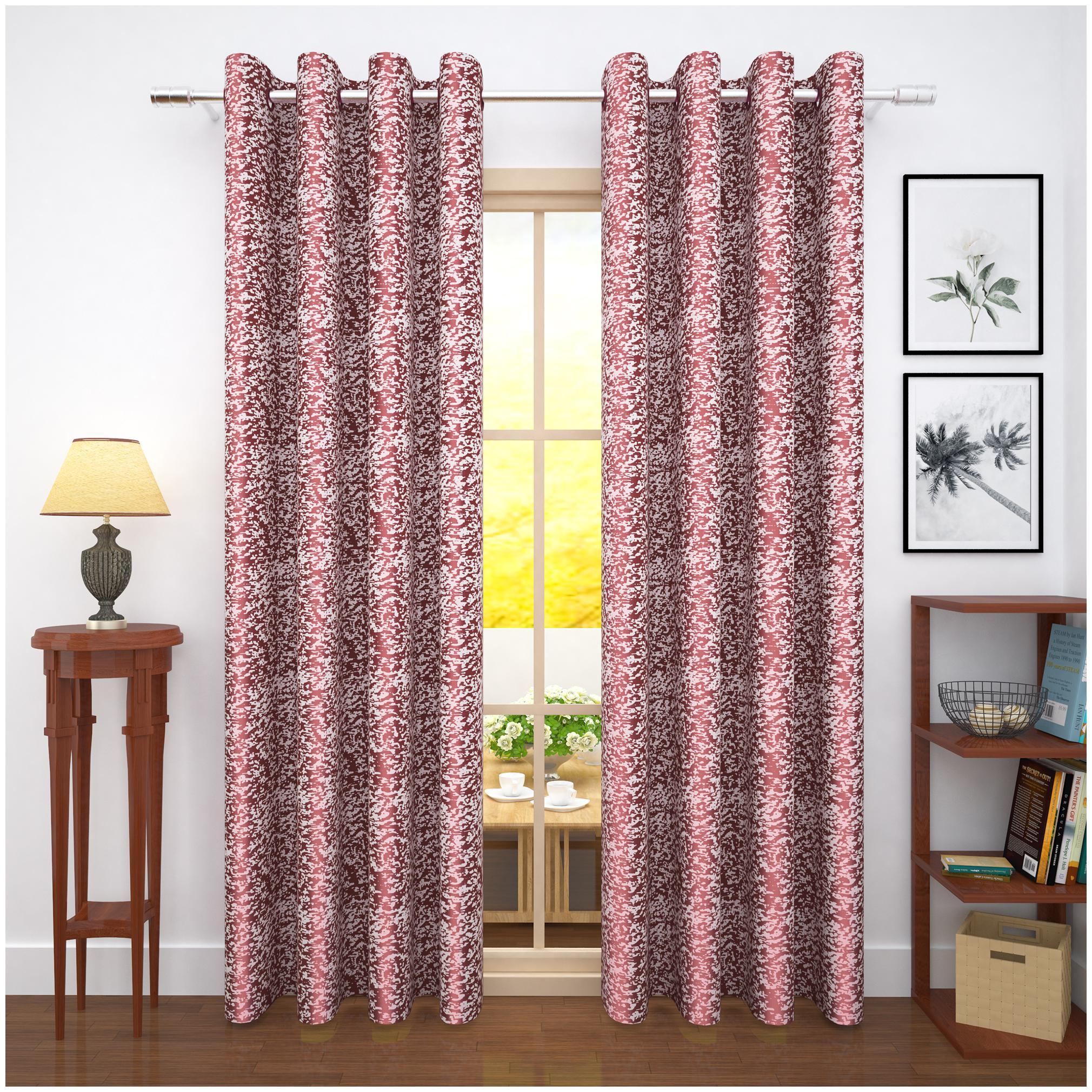

Story Home Jacquard Door Blackout Maroon Regular Curtain ( Eyelet Closure Abstract )