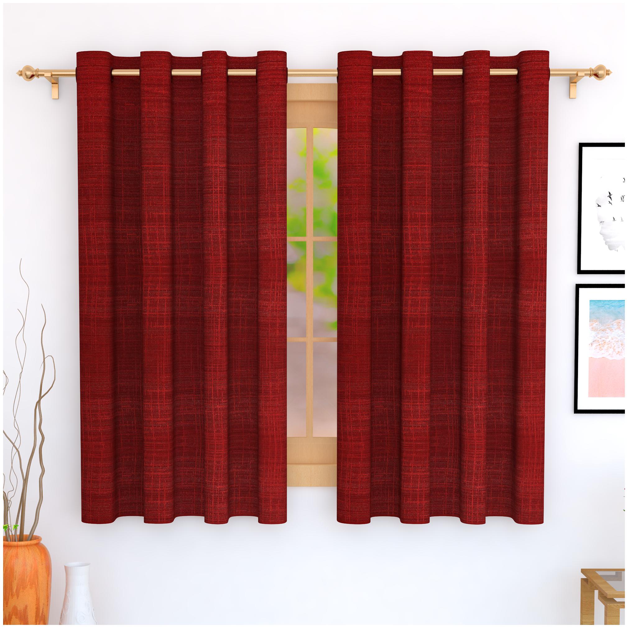 

Story Home Jacquard Window Blackout Maroon Regular Curtain ( Eyelet Closure Solid )