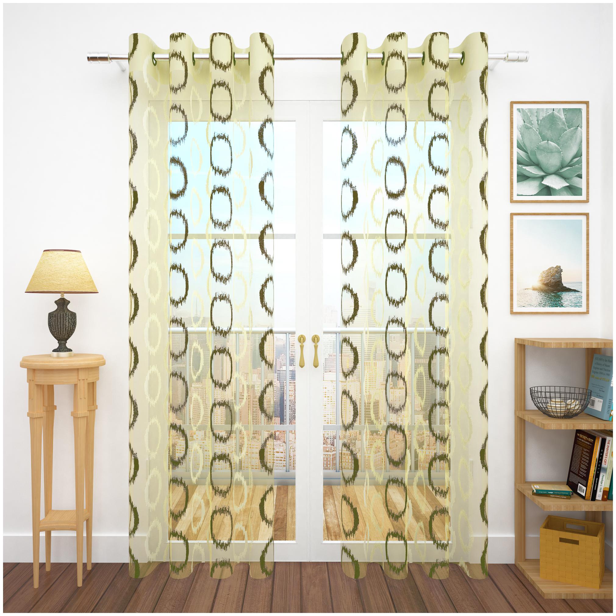 

Story Home Polyester Door Transparent Green Sheer Curtain ( Eyelet Closure Abstract )