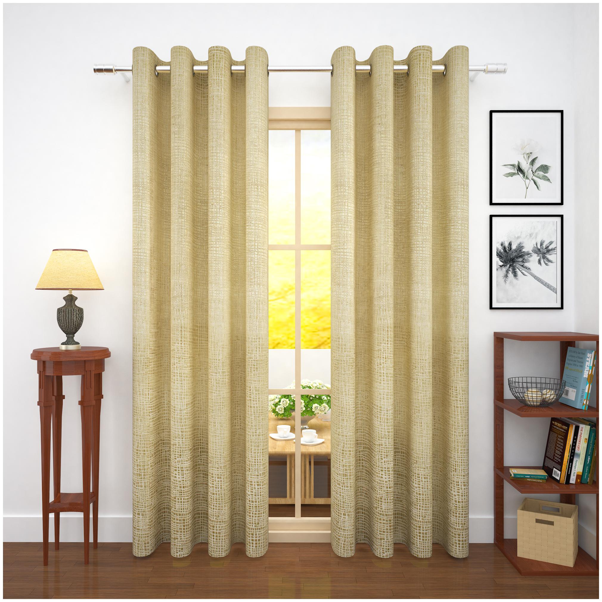 

Story Home Jacquard Door Blackout Cream Regular Curtain ( Eyelet Closure Striped )