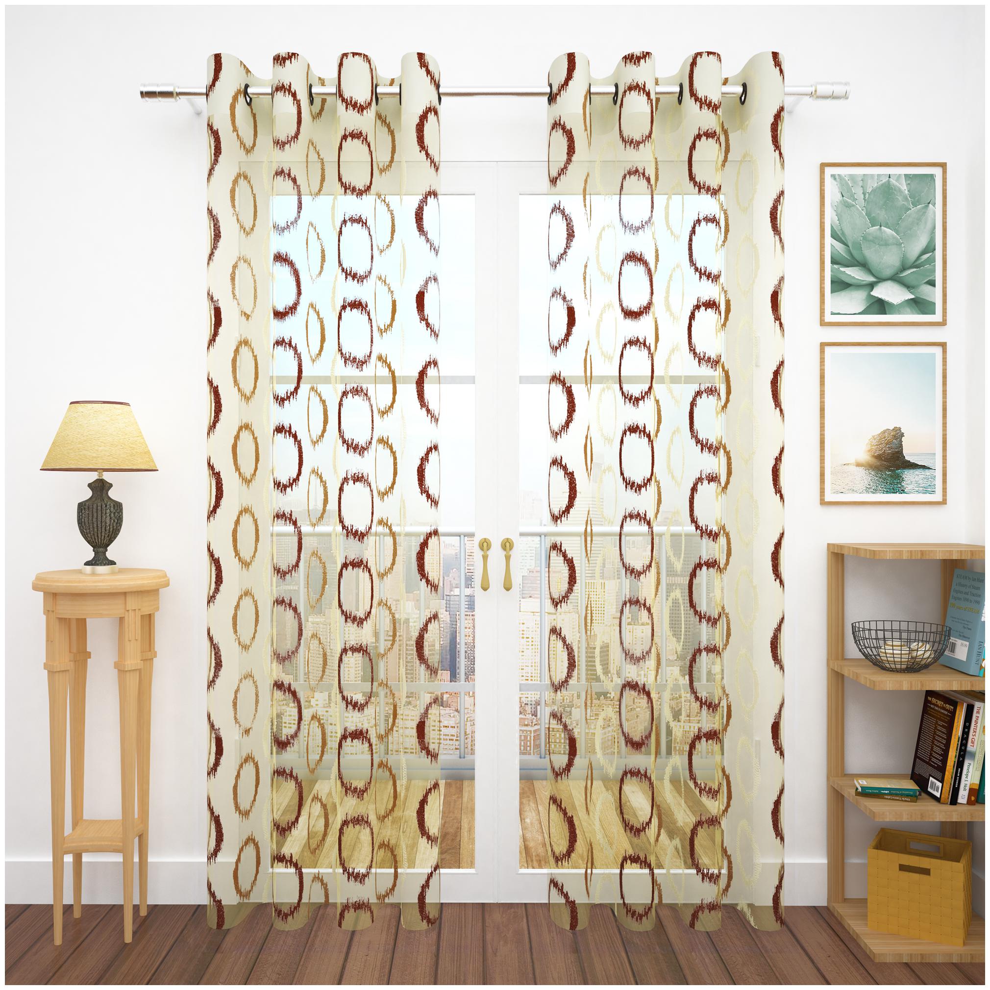 

Story Home Polyester Door Transparent Brown Sheer Curtain ( Eyelet Closure Abstract )