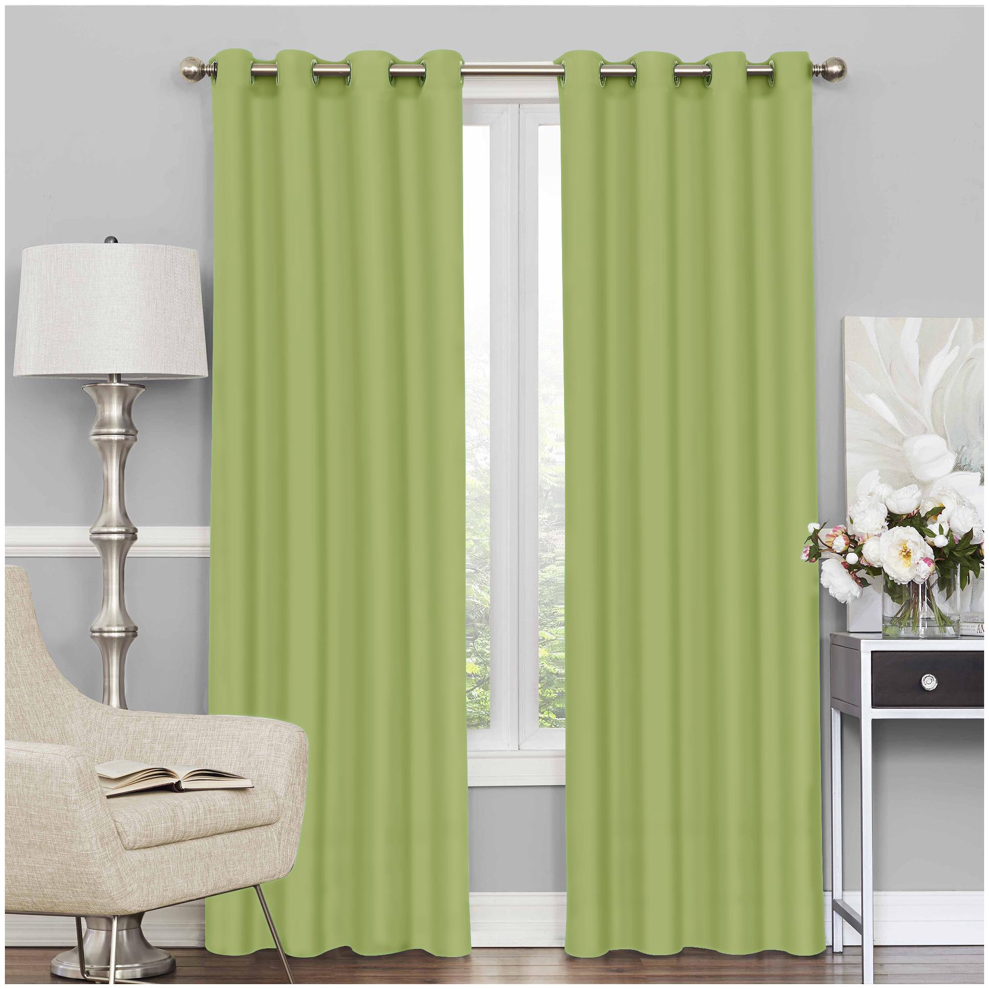 

Story Home Faux Silk Door Blackout Olive Green Regular Curtain ( Eyelet Closure Solid )