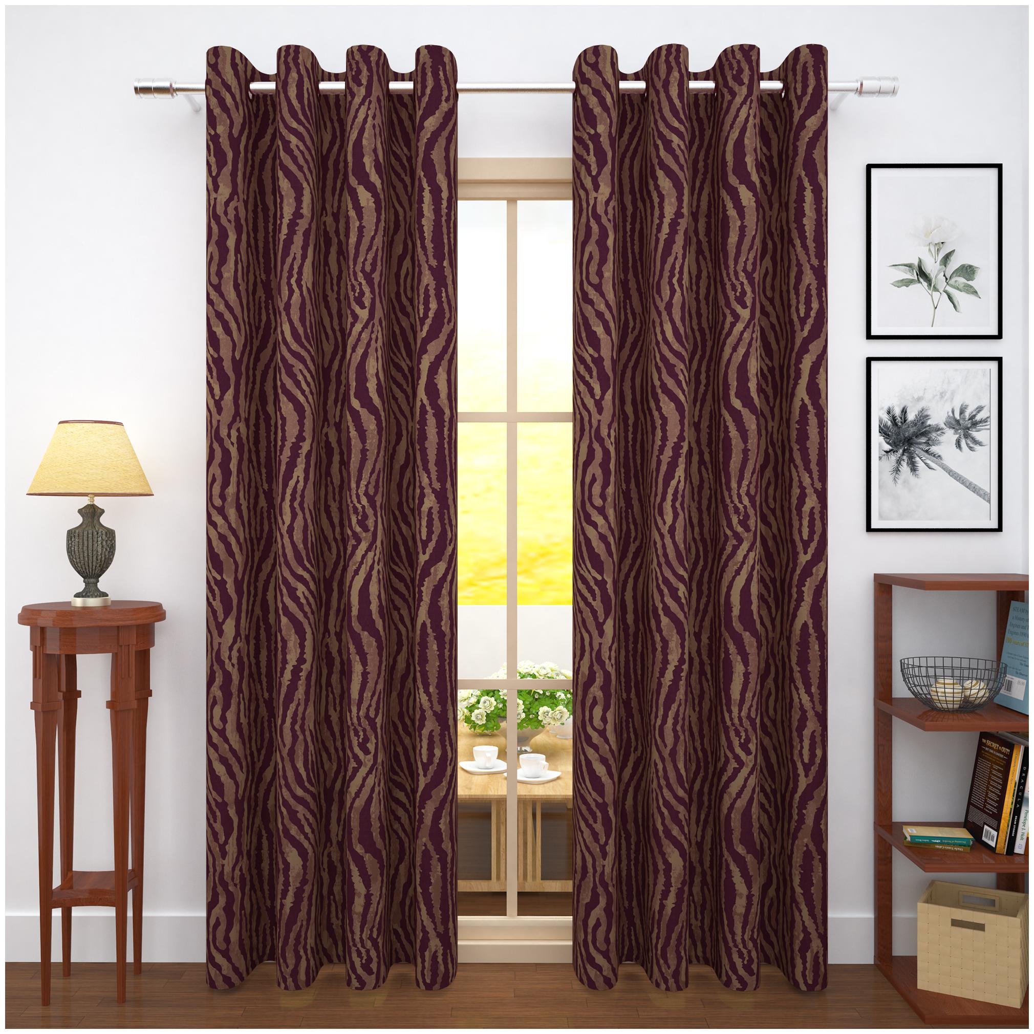 

Story Home Jacquard Door Room Darkening Purple Regular Curtain ( Eyelet Closure Printed )