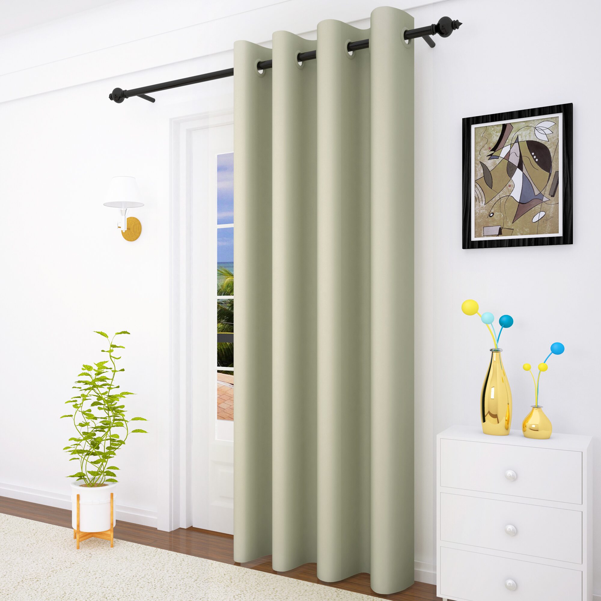 

Story Home 2 Pc Faux Silk Blackout Door(7ft) and Window(5ft) Curtain