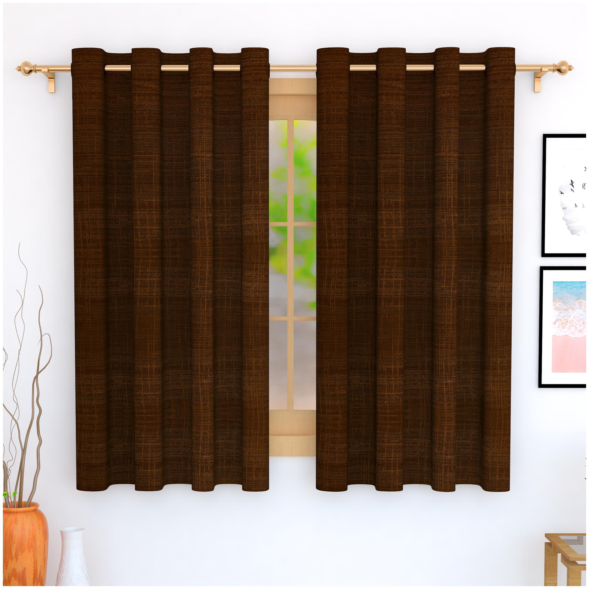 

Story Home Jacquard Window Blackout Brown Regular Curtain ( Eyelet Closure Solid )