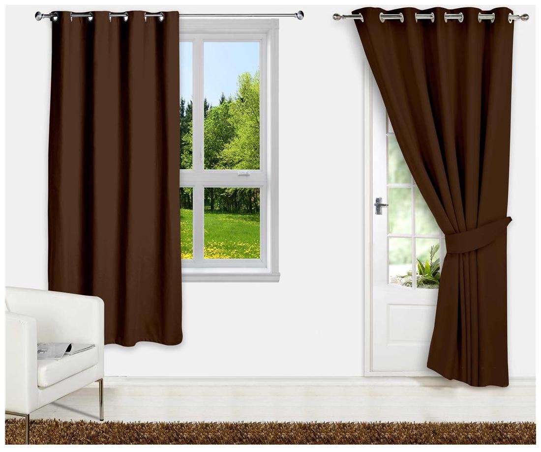 

Story Home 2 Pc Faux Silk Blackout Door(7ft) and Window(5ft) Curtain