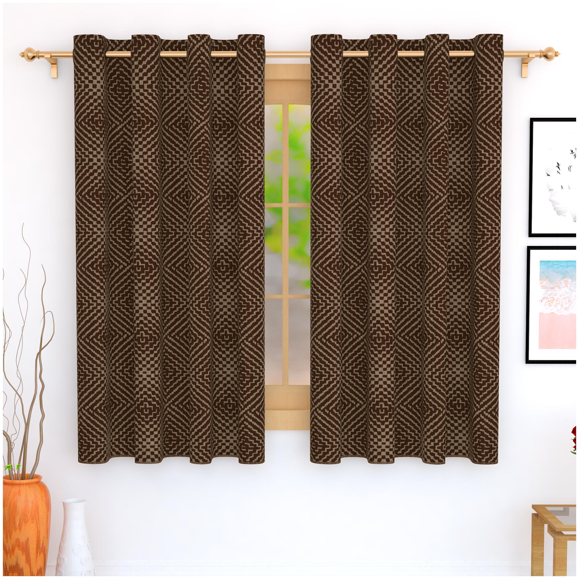 

Story Home Jacquard Window Blackout Brown Regular Curtain ( Eyelet Closure Printed )