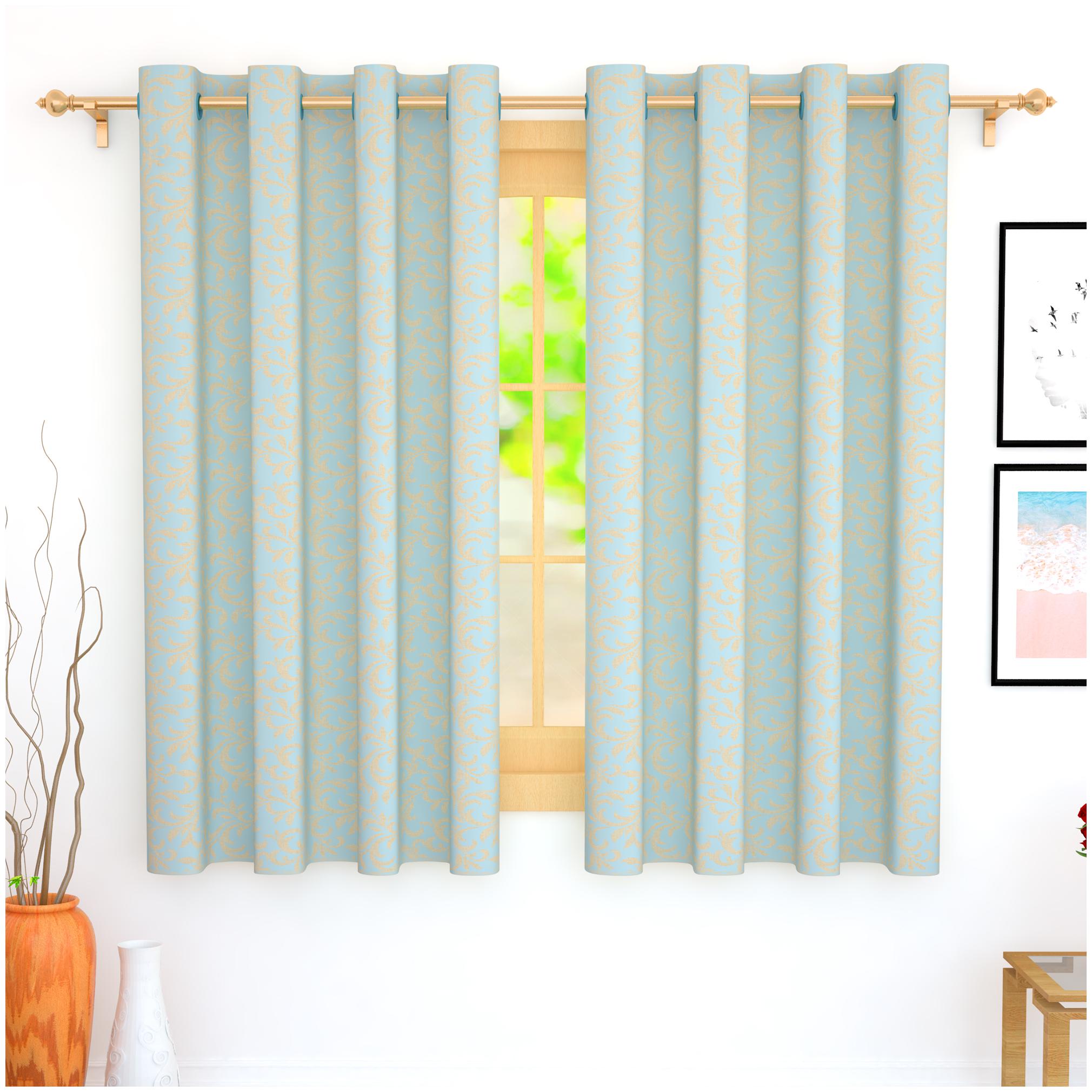 

Story Home Jacquard Window Blackout Blue Regular Curtain ( Eyelet Closure Floral )