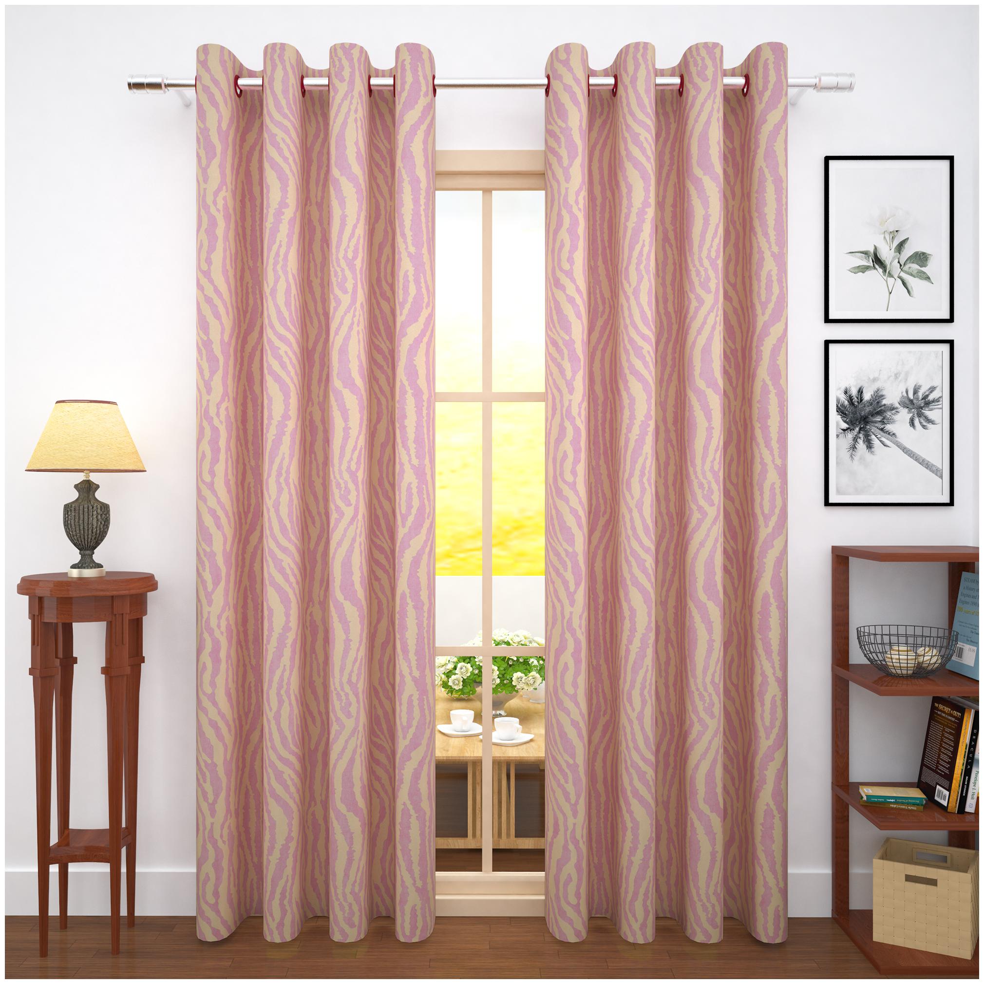 

Story Home Jacquard Door Blackout Pink Regular Curtain ( Eyelet Closure Printed )