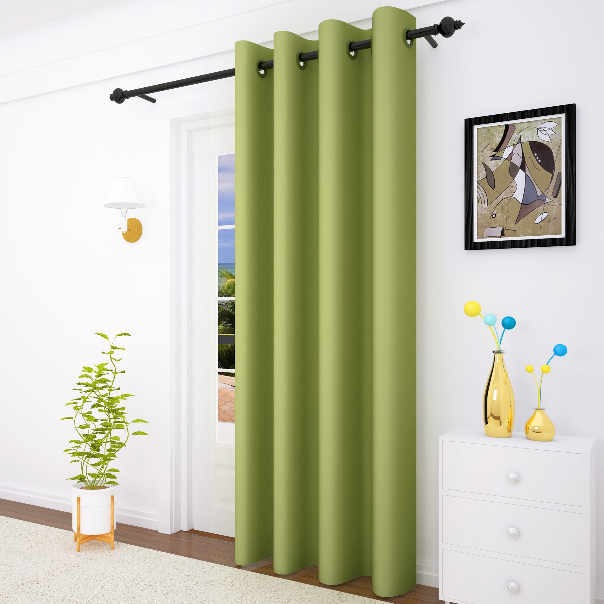 

Story Home 1 Pc Faux Silk Blackout Door Curtain-7 ft