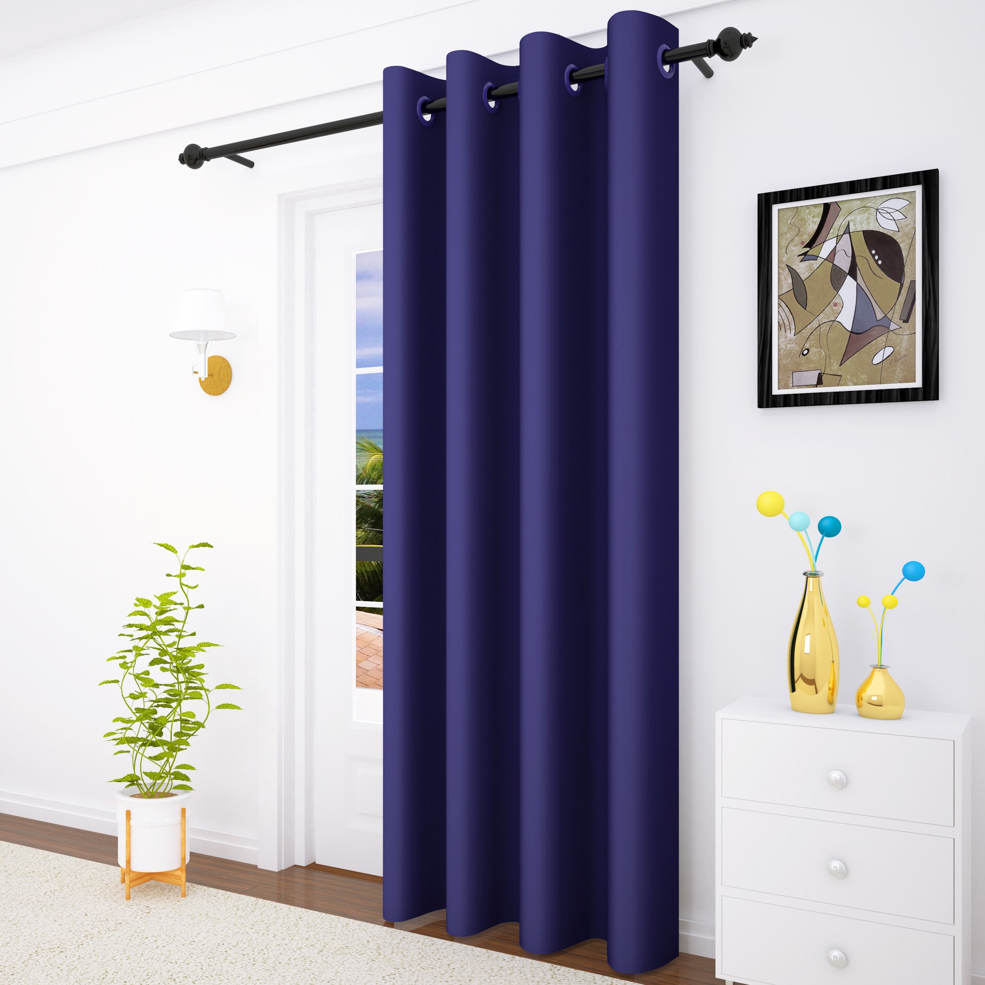 

Story Home 1 Pc Faux Silk Blackout Door Curtain-7 ft