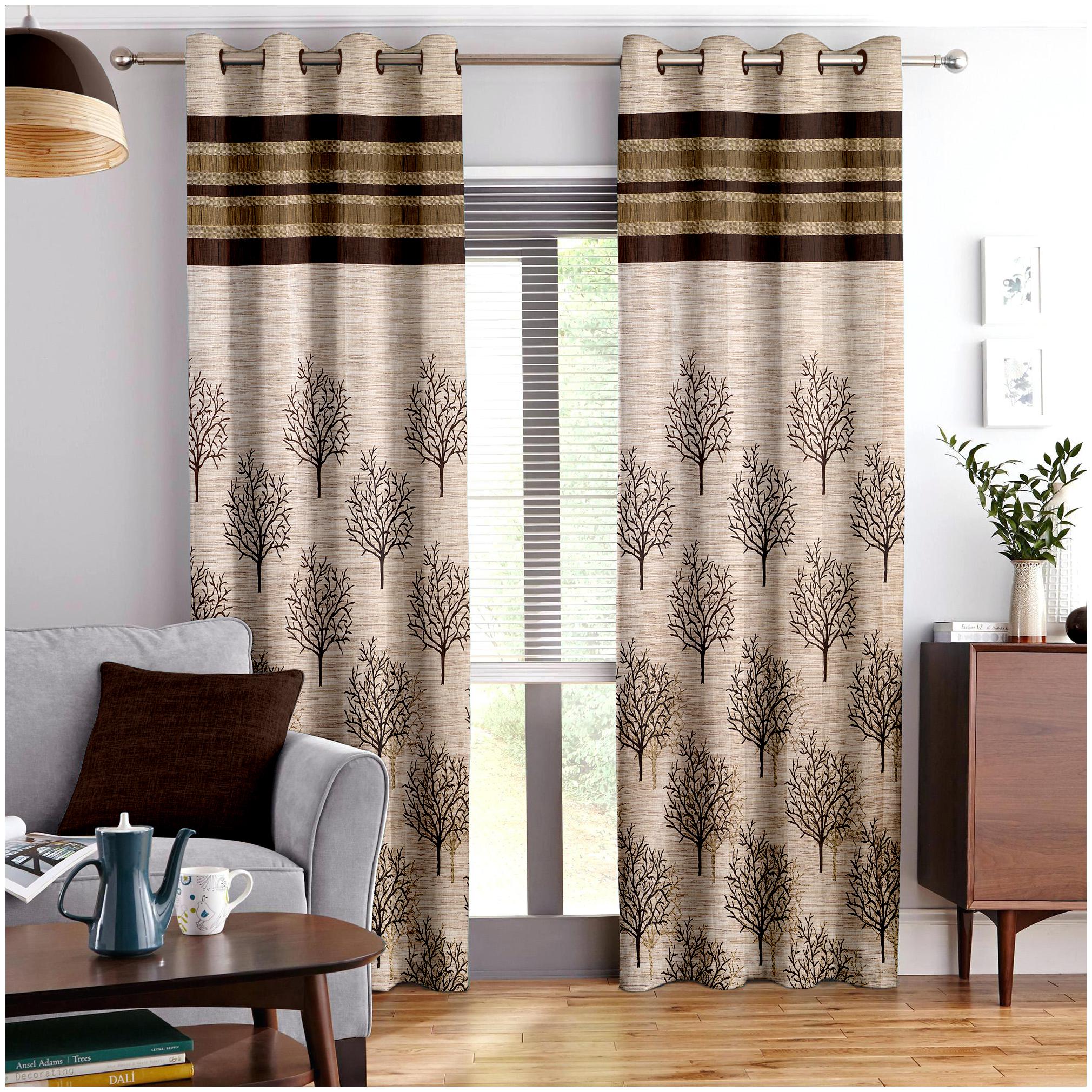 

Story Home Jacquard Window Semi Transparent Brown Regular Curtain ( Eyelet Closure Abstract )