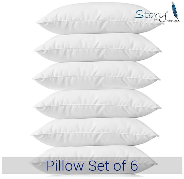 Story @ Home White Premium Quality Pillows (17X27) - Set of 6
