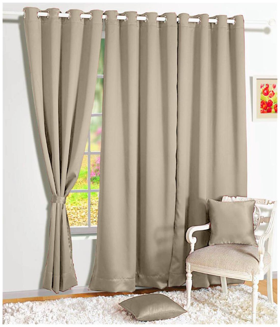 

Story Home 2 Pcs Faux Silk Blackout Window Curtain - 5ft