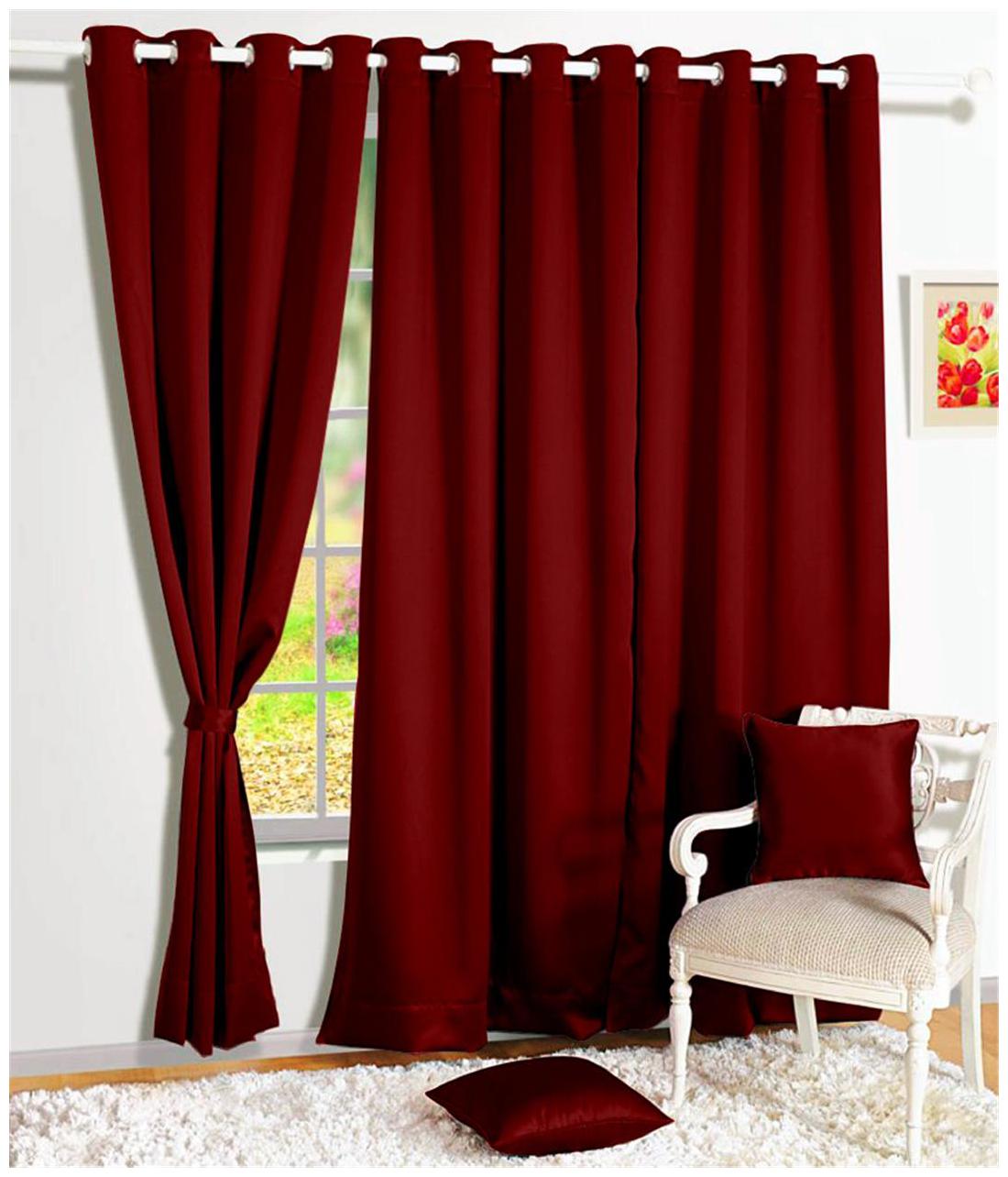 

Story Home 2 Pcs Faux Silk Blackout Window Curtain - 5ft