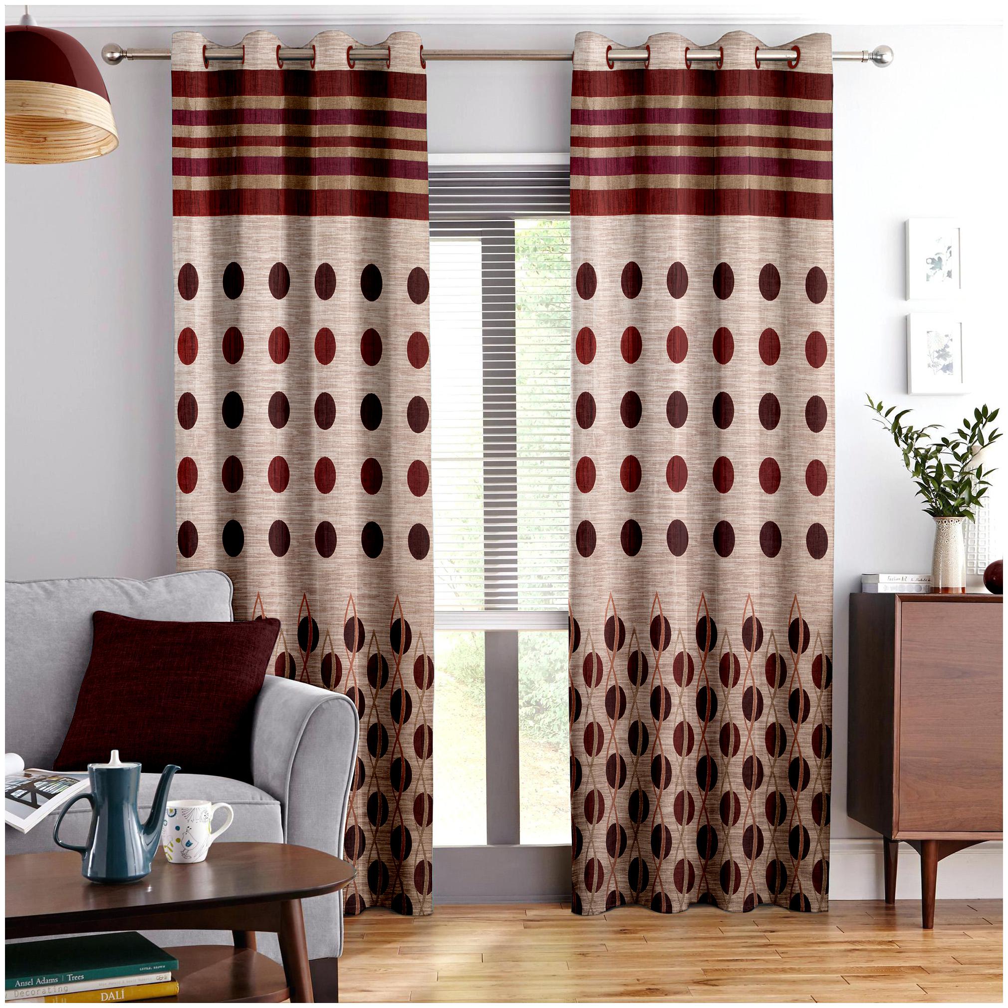 

Story Home Jacquard Window Semi Transparent Maroon Regular Curtain ( Eyelet Closure Polka Dots )