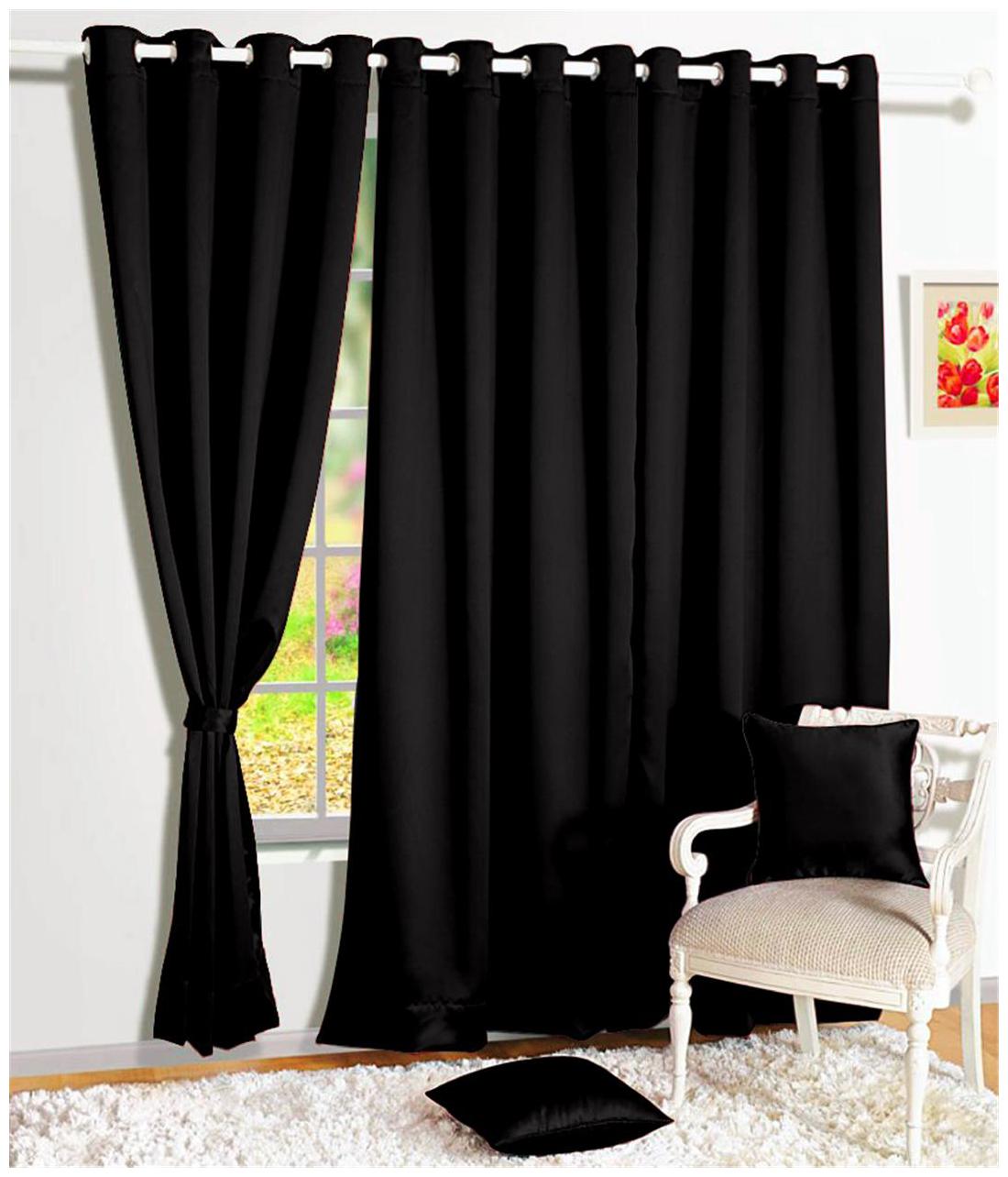 

Story Home 2 Pcs Faux Silk Blackout Window Curtain - 5ft