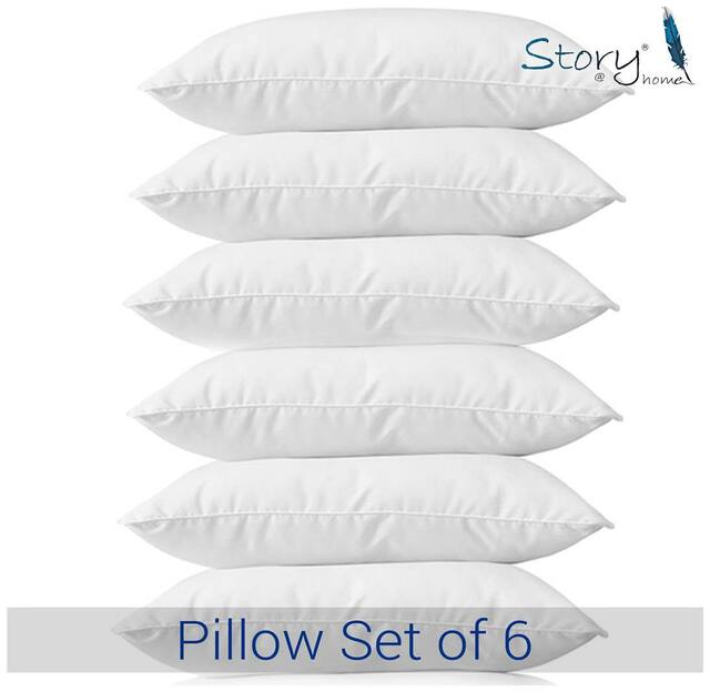 Story @ Home White Premium Quality Pillows (16X24) - Set of 6