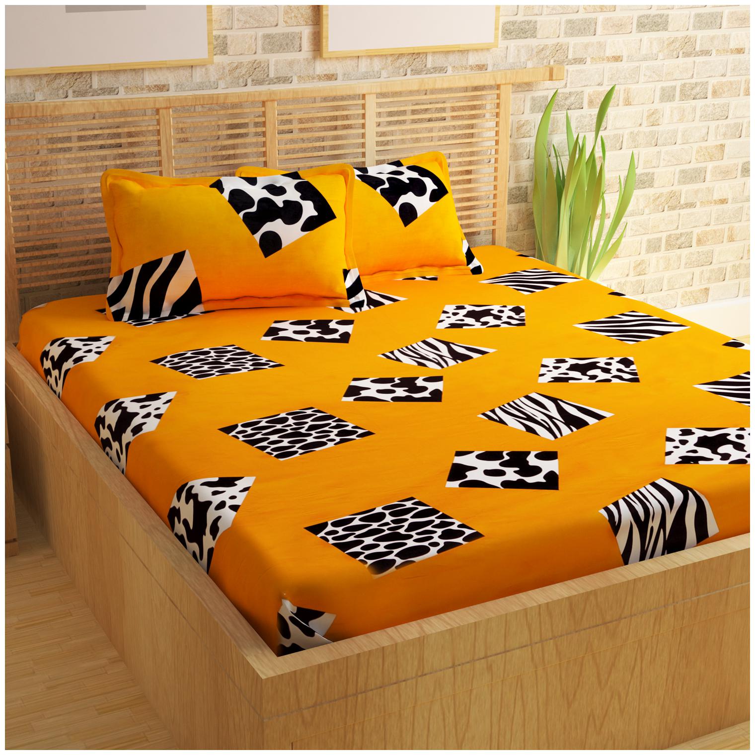 

Story Home Cotton Floral Double Size Bedsheet 300 TC ( 1 Bedsheet With 2 Pillow Covers Yellow )