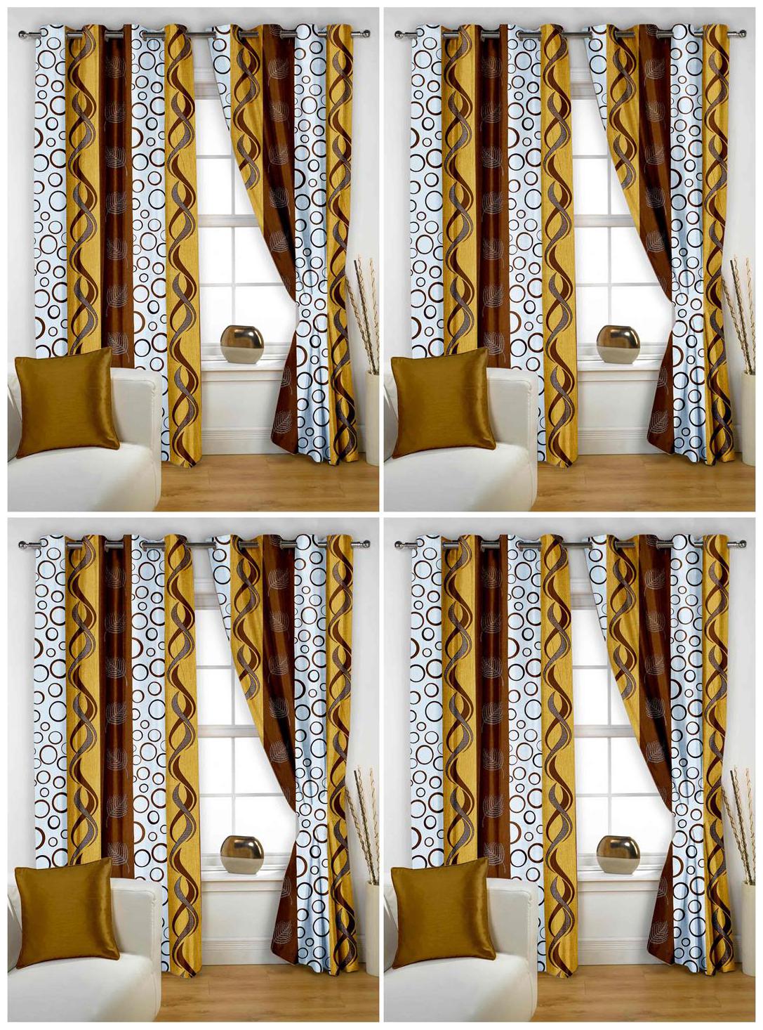 

Story Home Polyester Window Semi Transparent Yellow Regular Curtain ( Eyelet Closure Abstract )