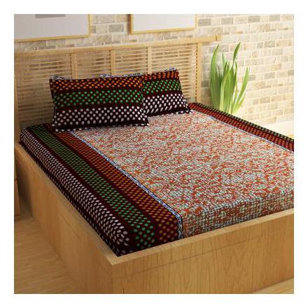 

Story Home Cotton Checkered Double Size Bedsheet 120 TC ( 1 Bedsheet With 2 Pillow Covers Brown )