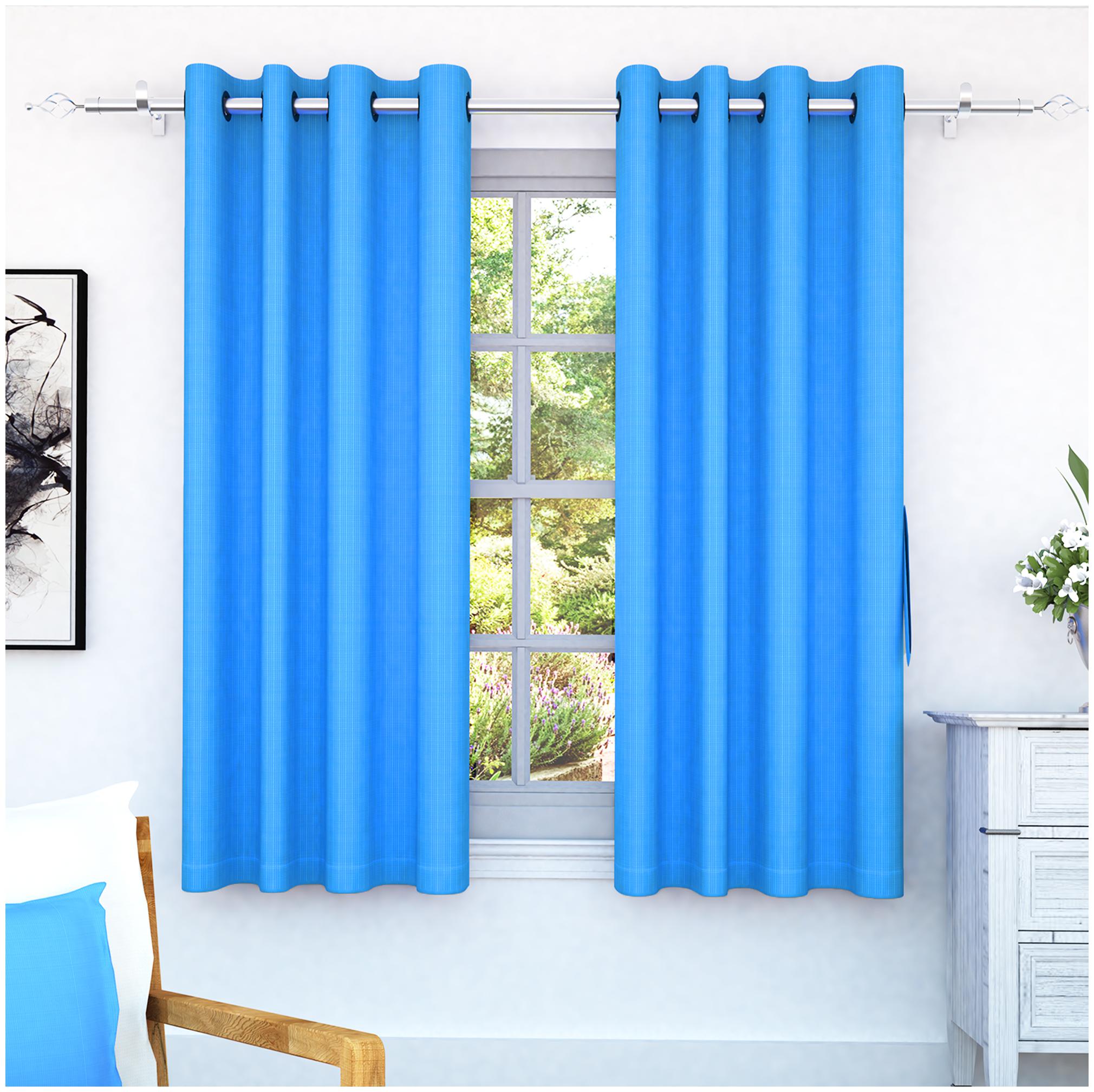 

Story Home Polyester Window Semi Transparent Blue Regular Curtain ( Eyelet Closure Plain )