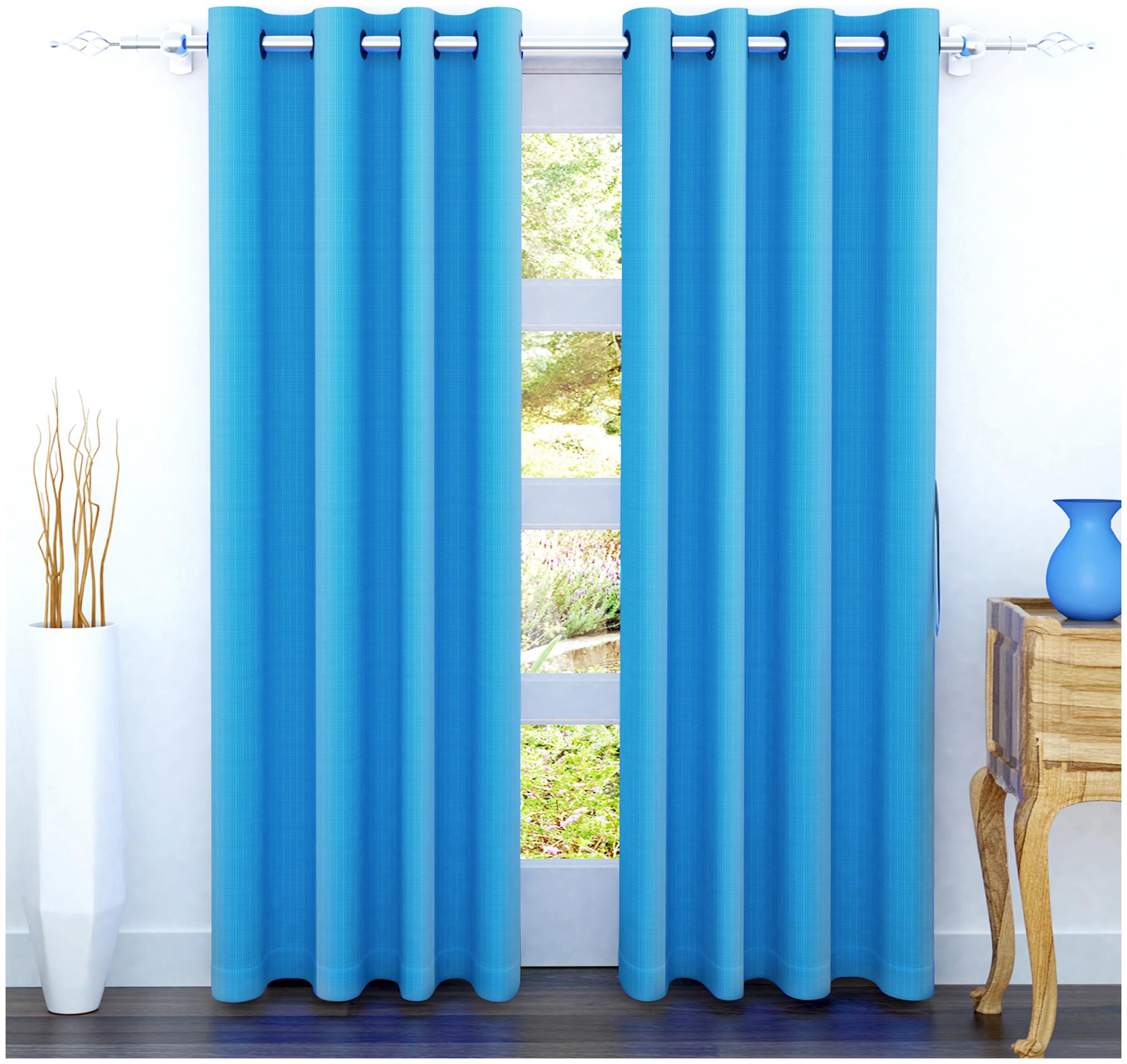 

Story Home Polyester Door Semi Transparent Blue Regular Curtain ( Eyelet Closure Plain )