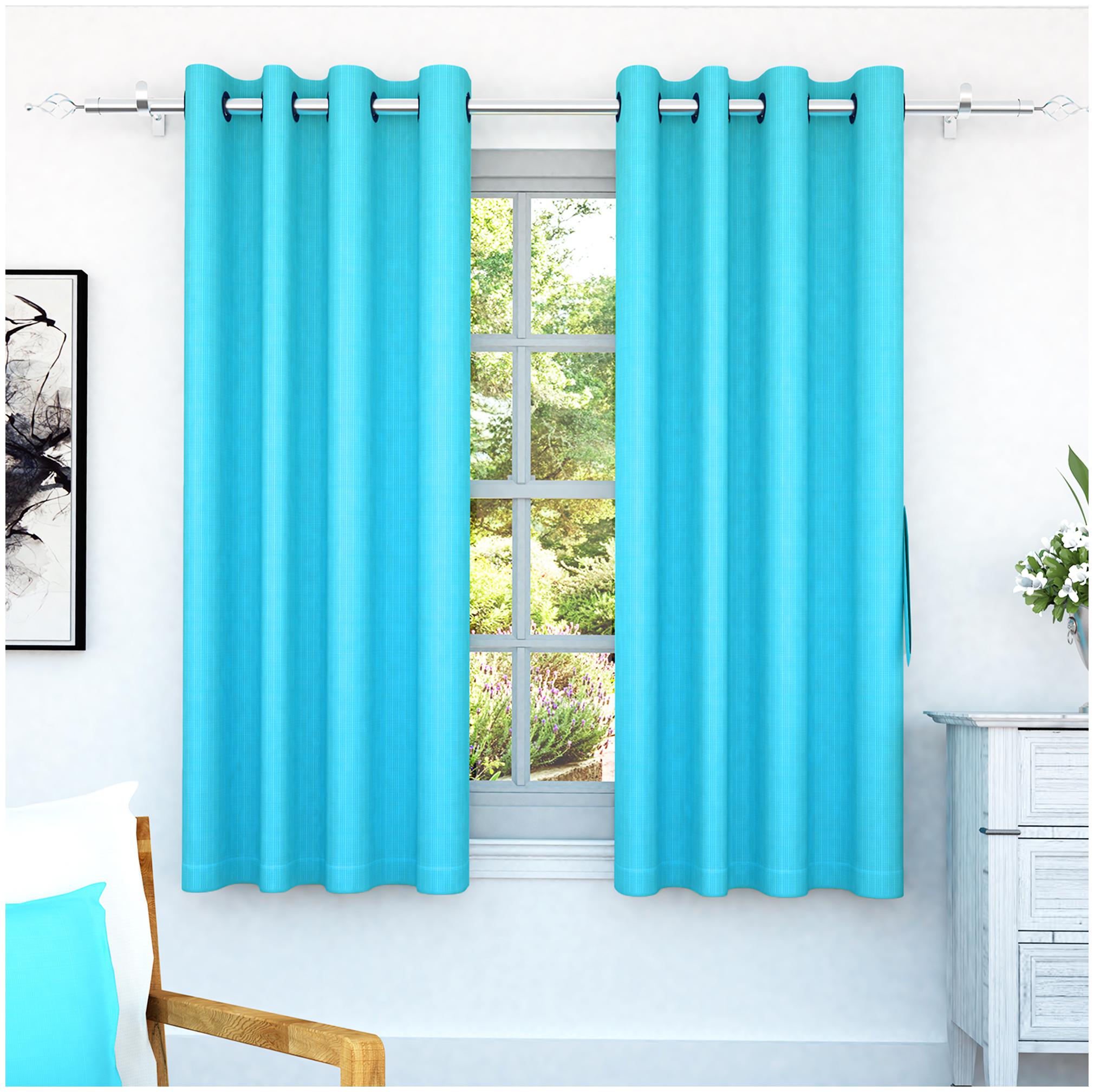 

Story Home Polyester Window Semi Transparent Blue Regular Curtain ( Eyelet Closure Plain )
