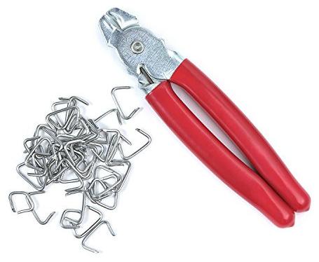 

Straight Hog Ring Pliers Set 200pcs Galvanized Hog Rings - Upholstery Kit