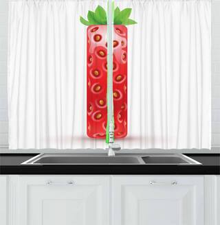 Buy Strawberry Letters Kitchen Curtains 2 Panel Set Window Drapes