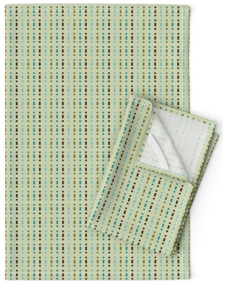 

Stripe Retro Minimalist Mid Century Linen Cotton Tea Towels by Roostery Set of 2