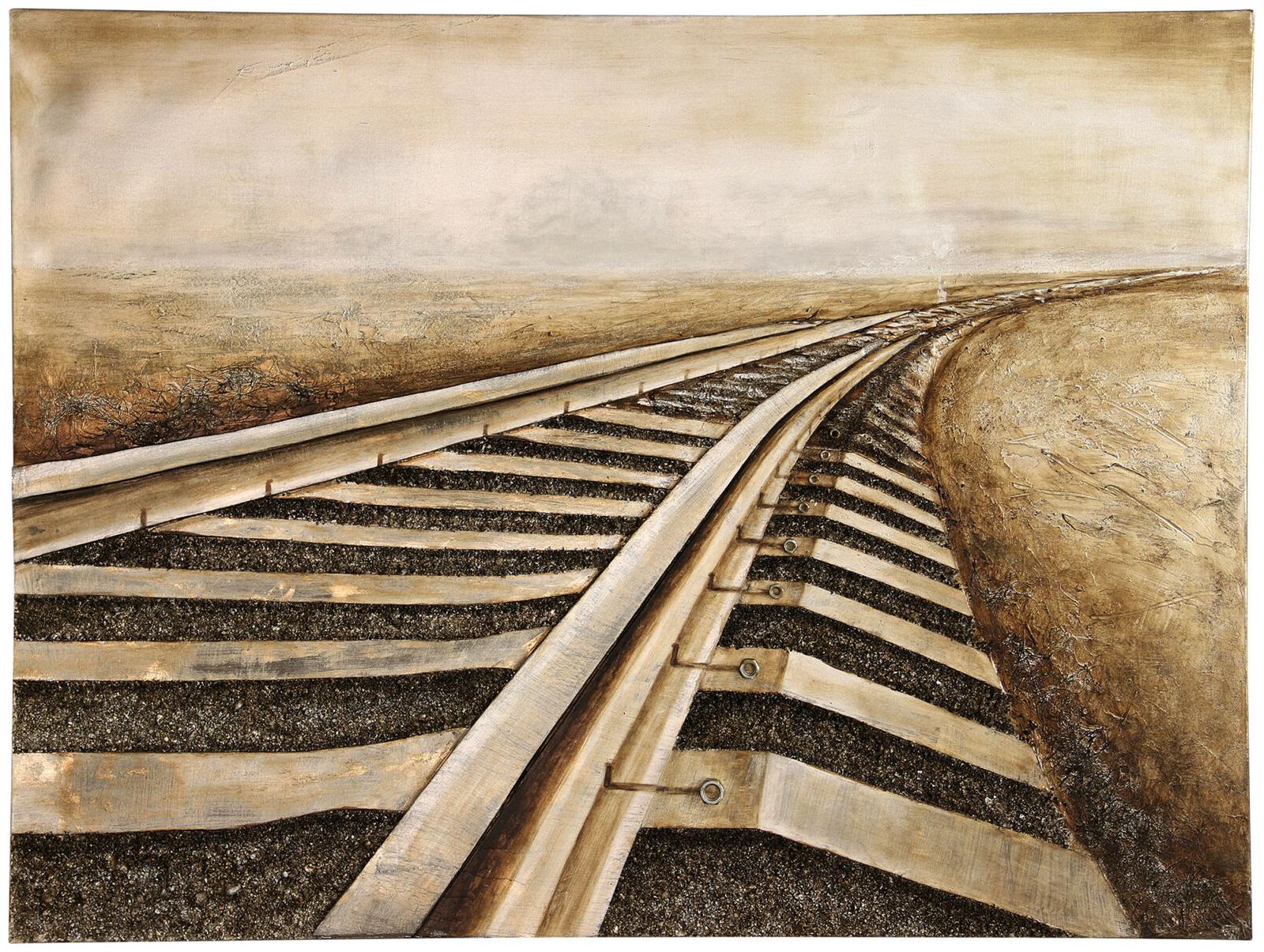 

StyleCraft SC-WI32932 48 x 36 Frameless Hand Painted Railroad - Moving Browns