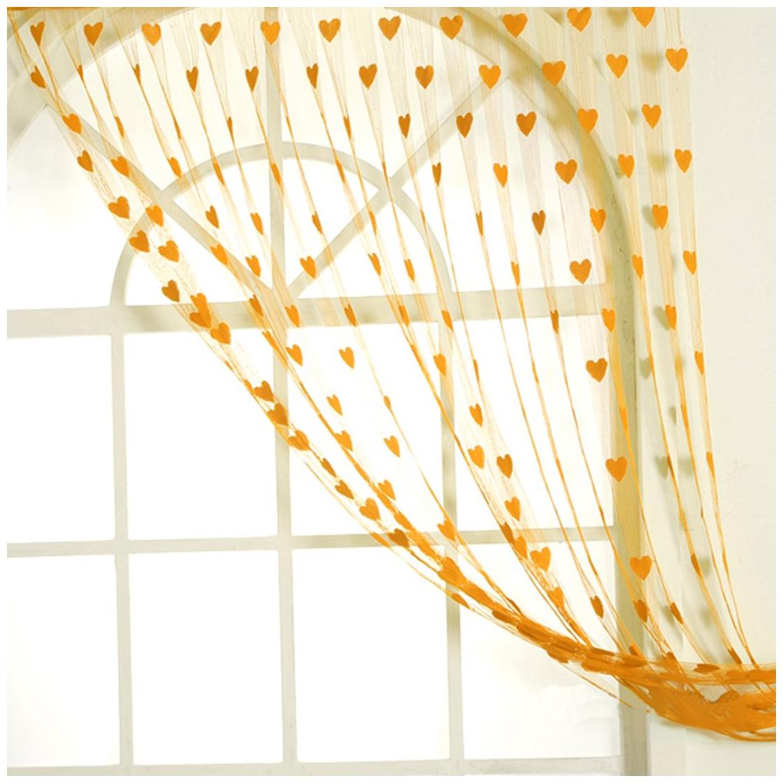 

STYLEWELL Polyester Net Door Transparent Orange String Curtain ( Rod Pocket Closure Printed )