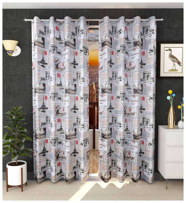 

Stylla Polyester Long Door Semi Transparent Multi Regular Curtain ( Rod Pocket Closure Printed )